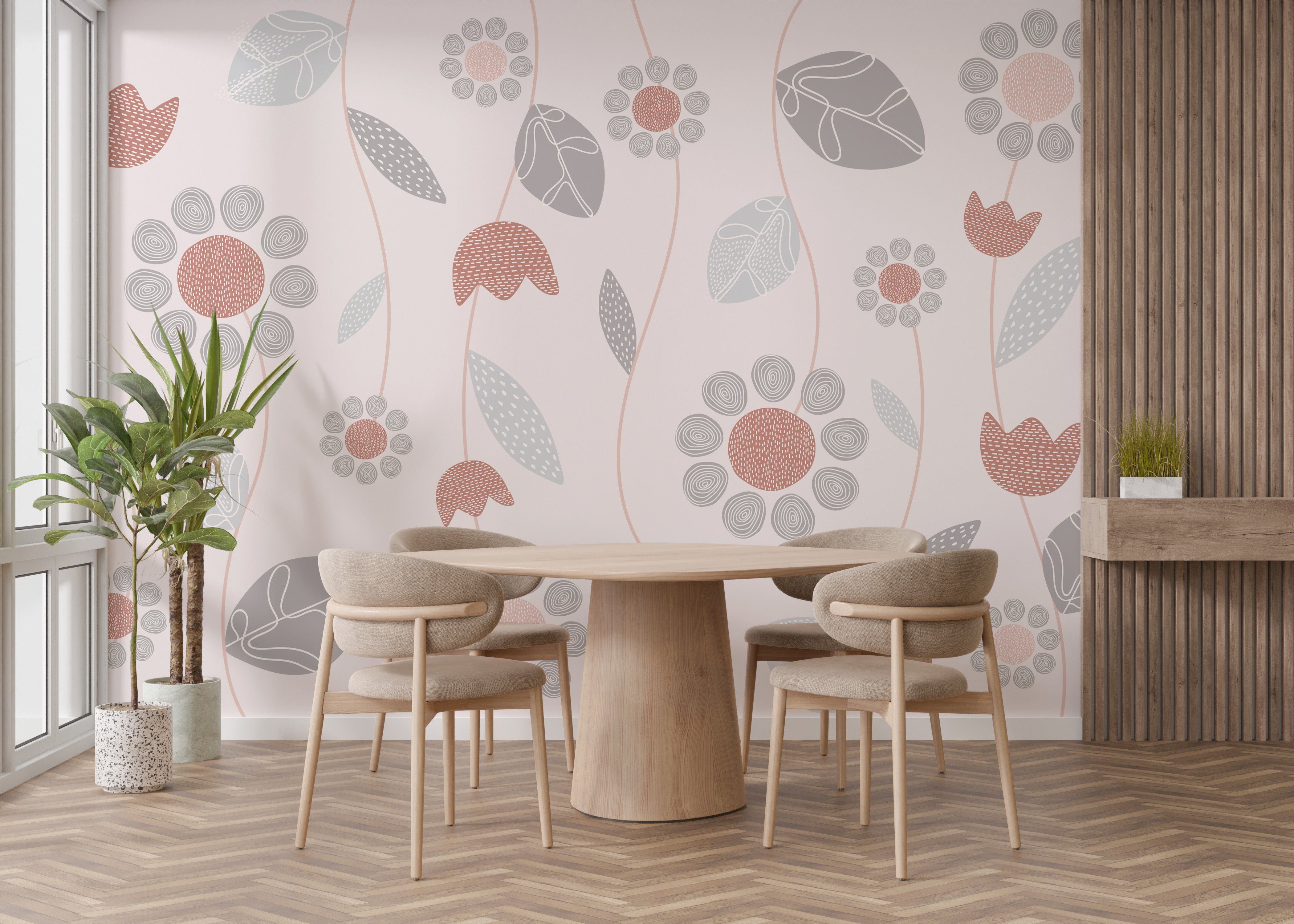 Soft bloom-inspired abstract wallpaper for walls.