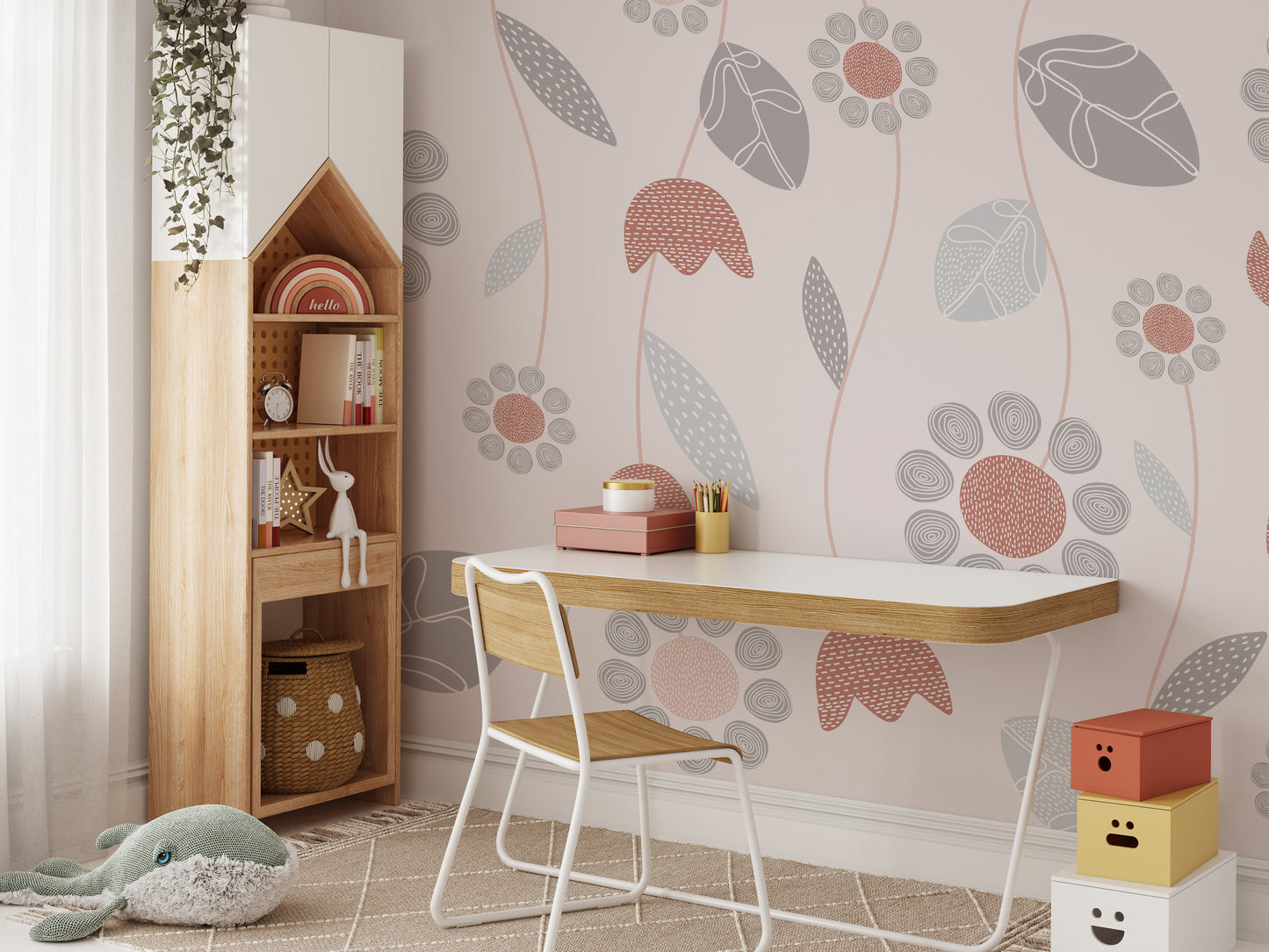 Delicate bloom design wallpaper for modern spaces.