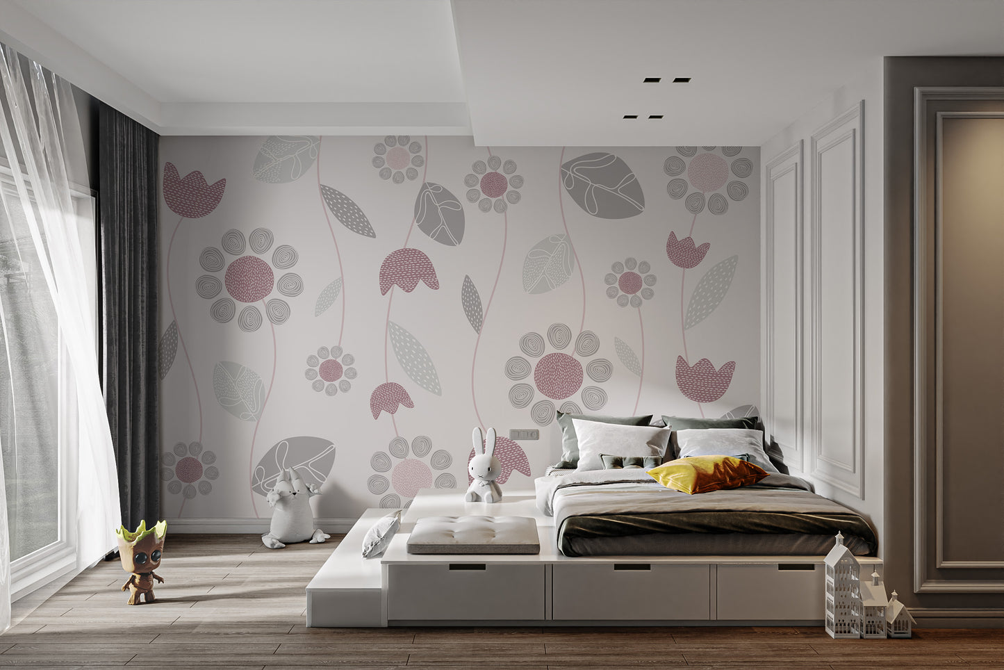 Lavender petals abstract wallpaper for modern walls.