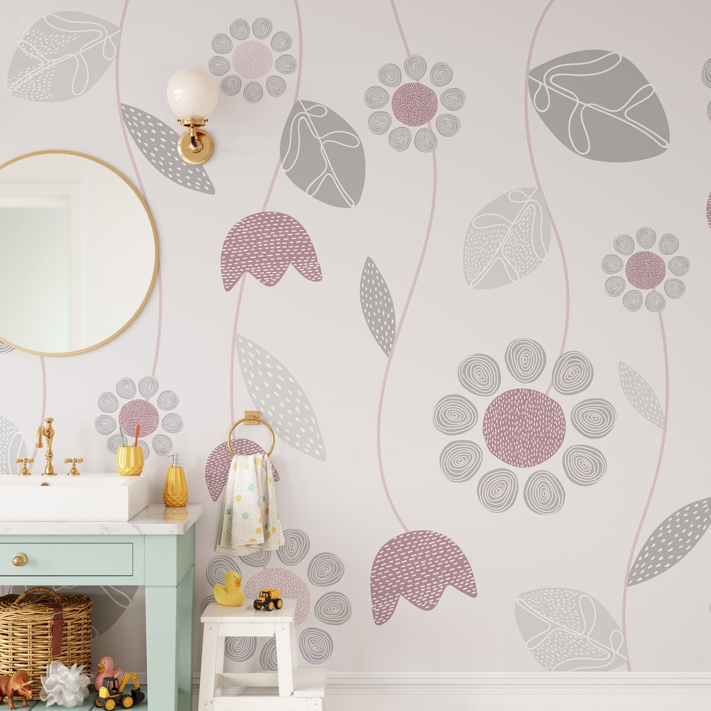 Abstract petals wallpaper in soothing lavender tones.