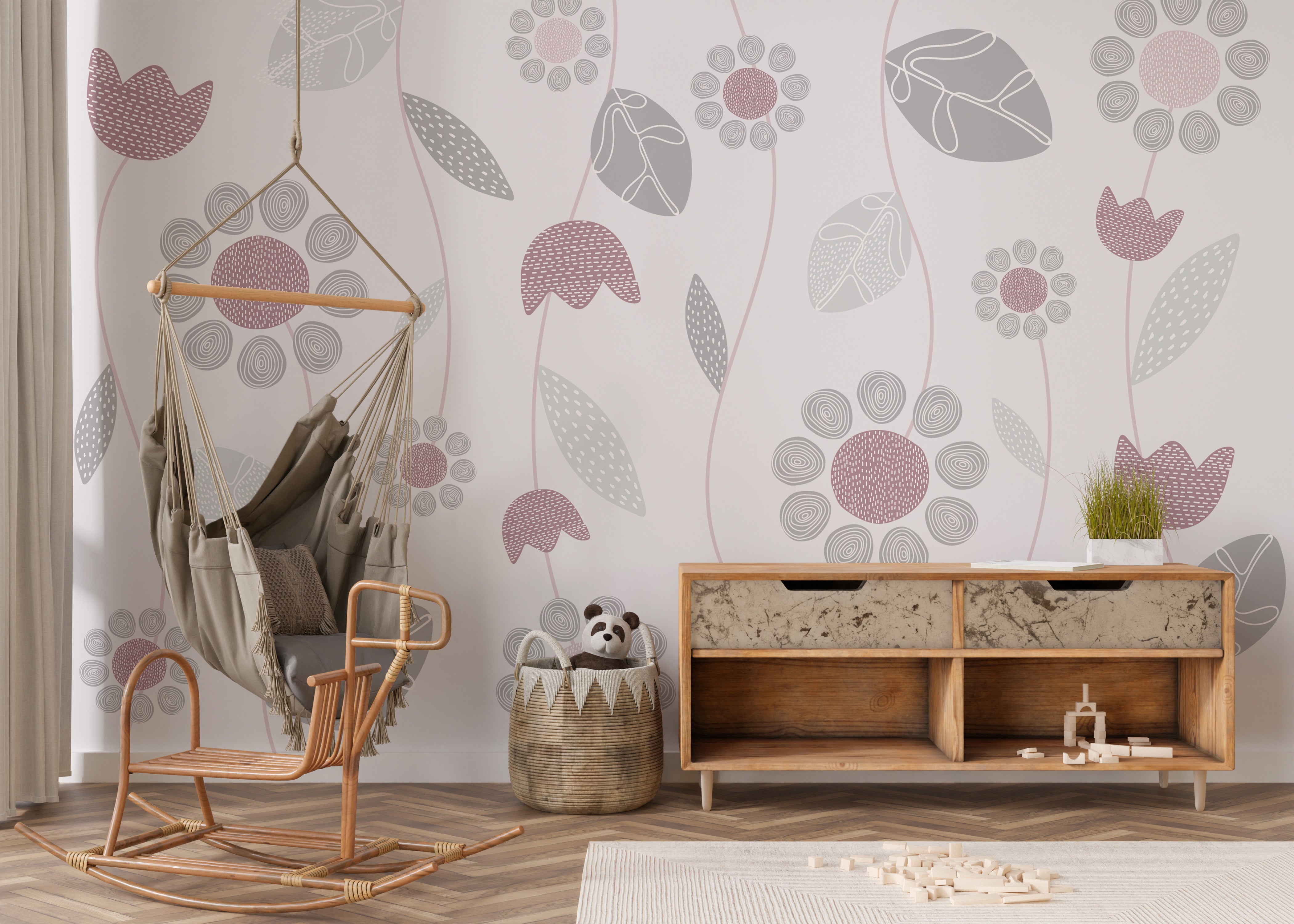 Subtle abstract wallpaper with lavender petal accents.