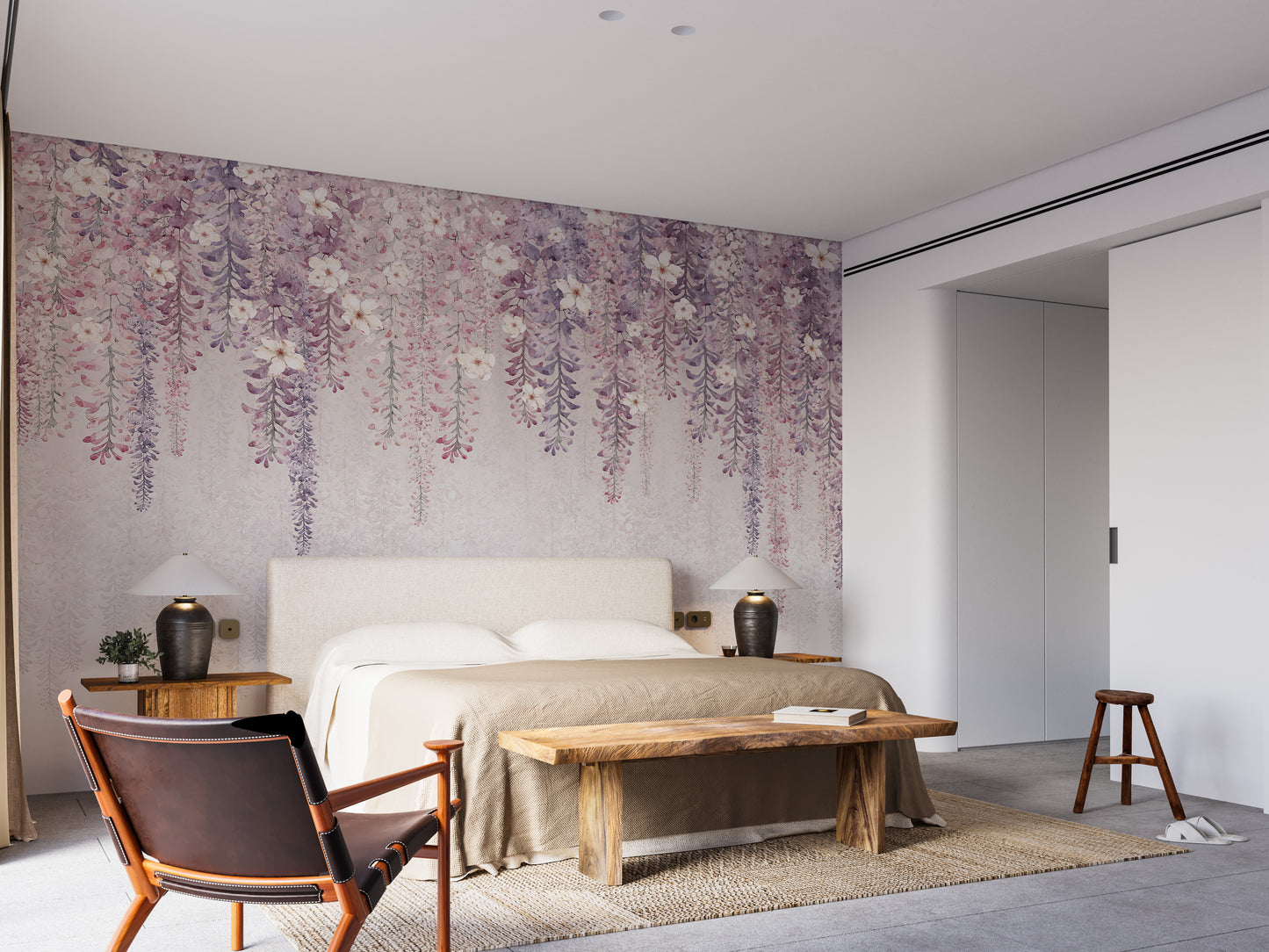 Wisteria Watercolor Wallpaper Mural - Giffywalls