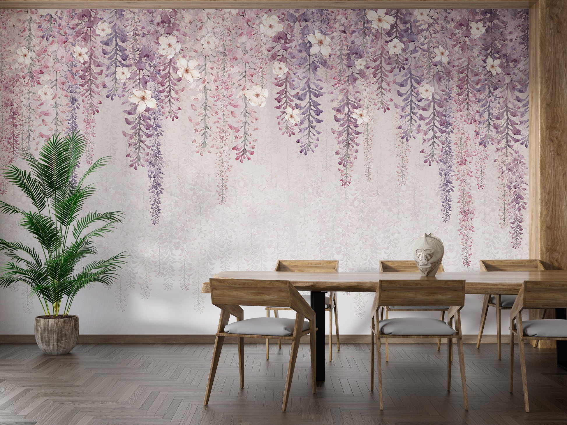 Wisteria Watercolor Wallpaper Mural - Giffywalls