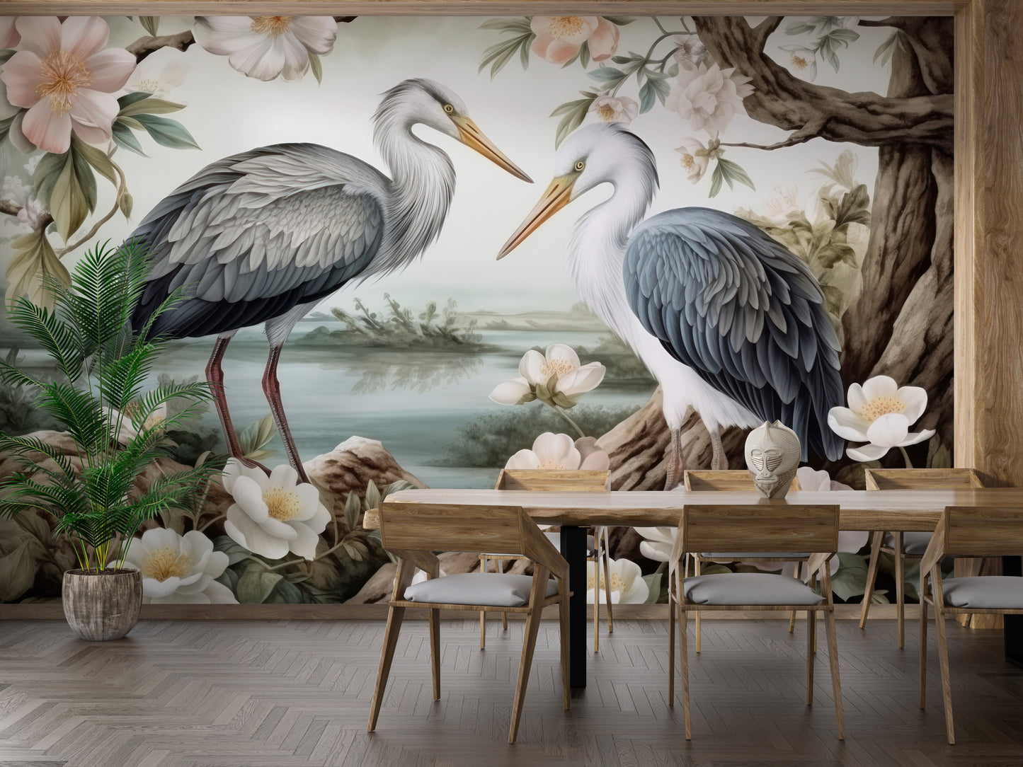 Serene Heron Lake Wall Mural