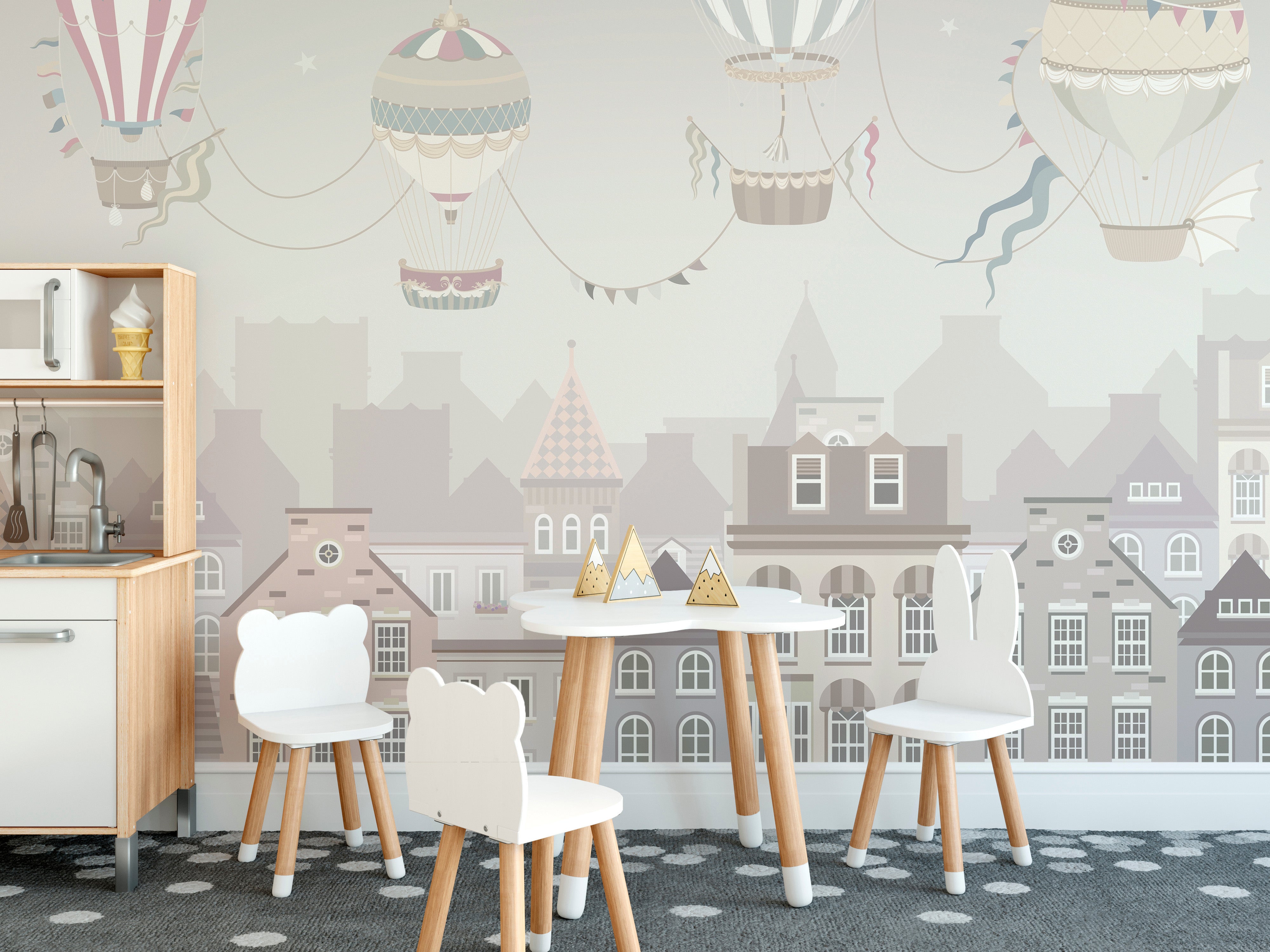 Hot air balloon wallpaper for a whimsical touch