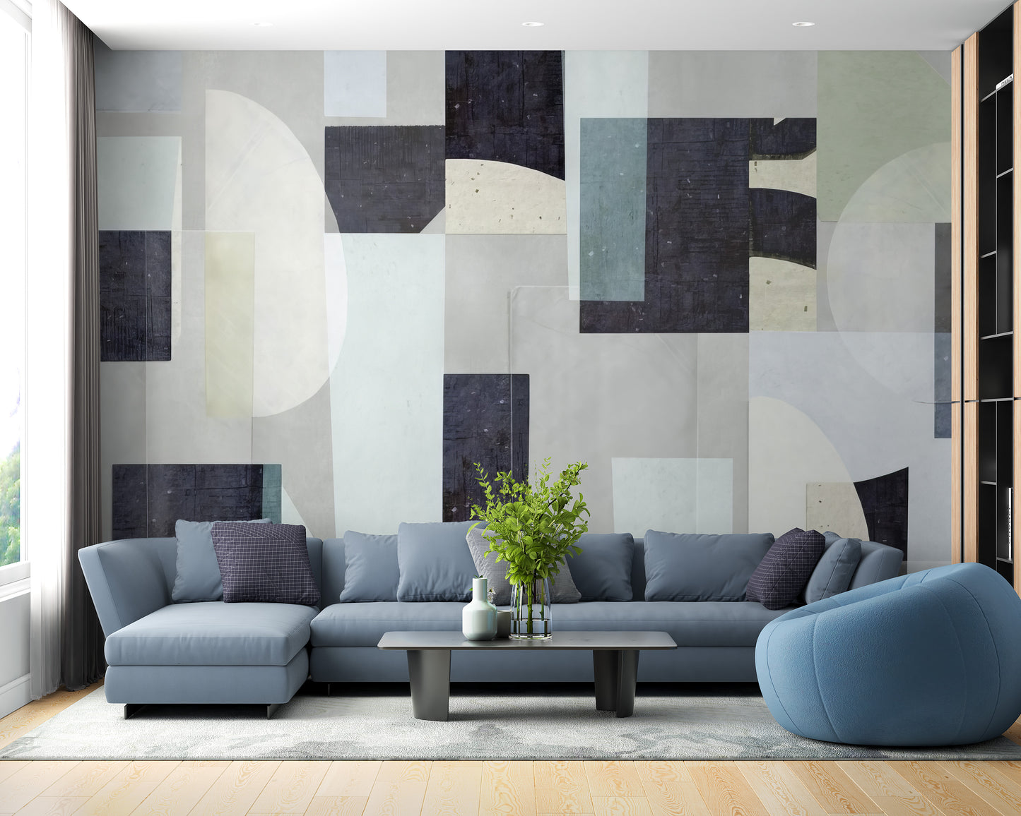 Minimalistic geometric design wallpaper for stylish interiors.