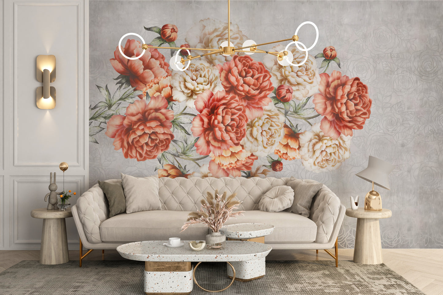 Stunning floral wallpaper with rose bouquet