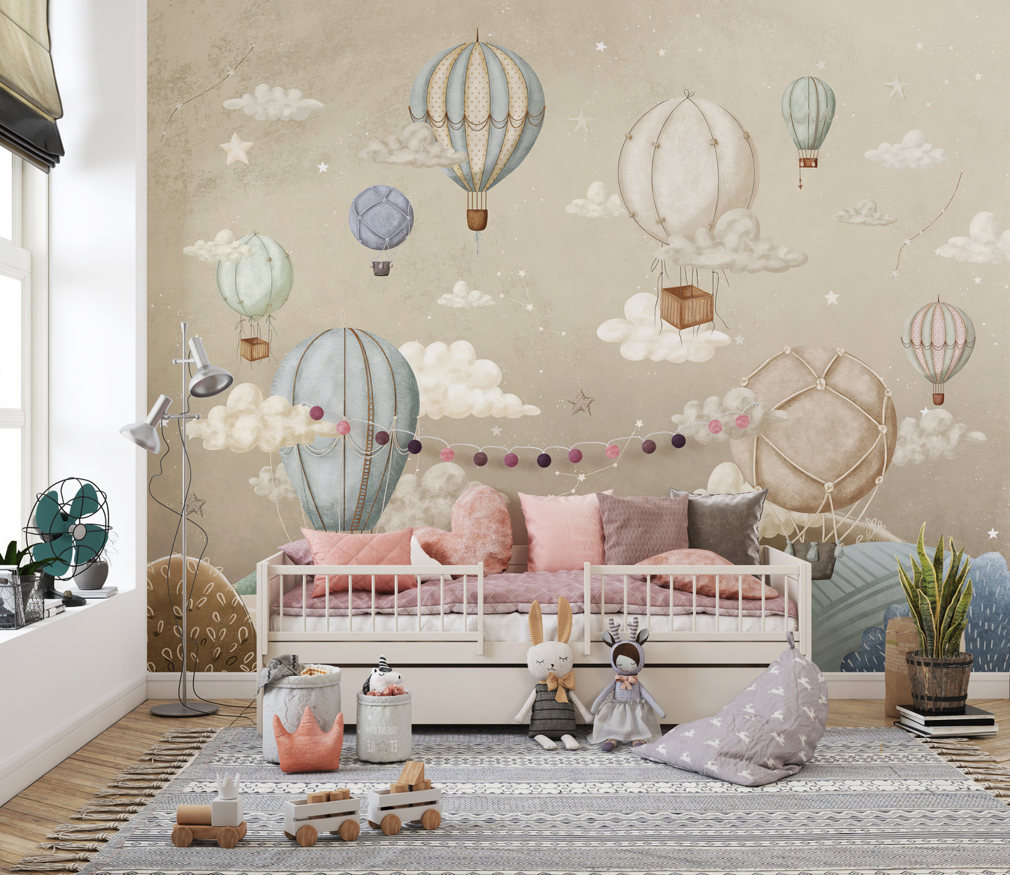 Dreamy Balloon Adventure Wall Mural