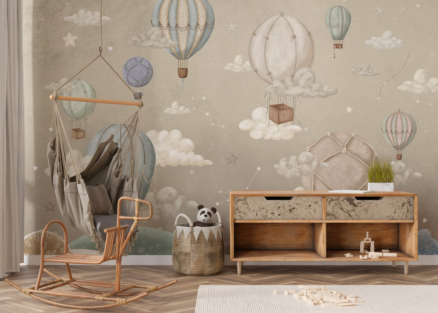 Dreamy Balloon Adventure Wall Mural