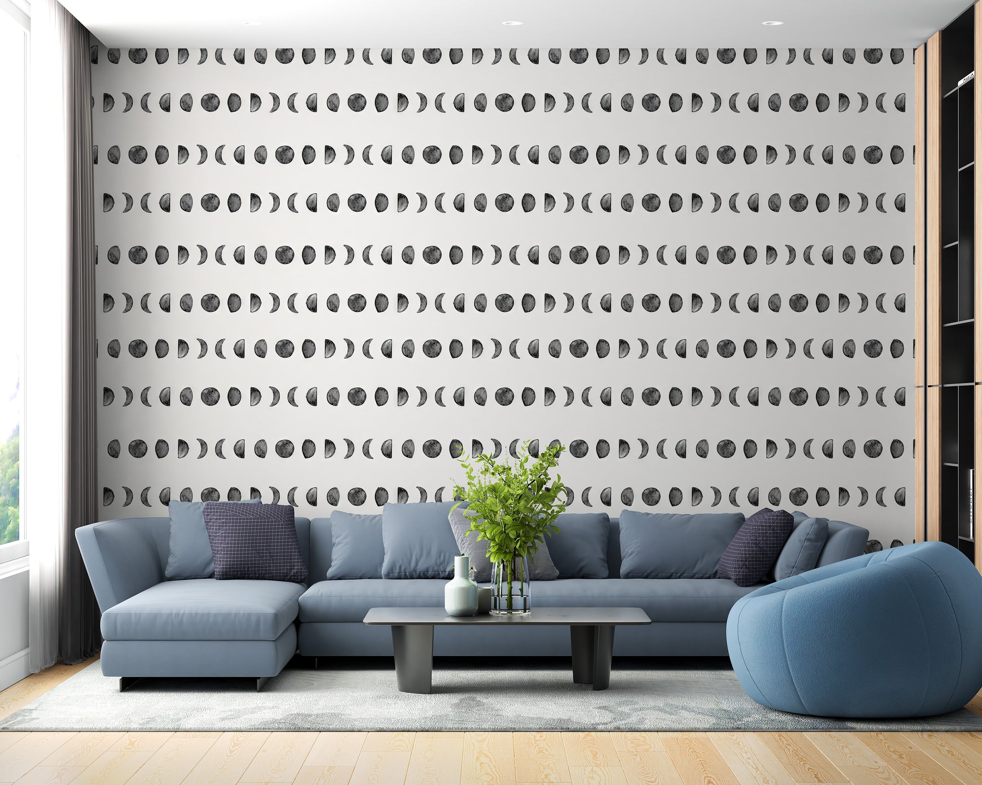 Subtle lunar phases pattern for serene interiors