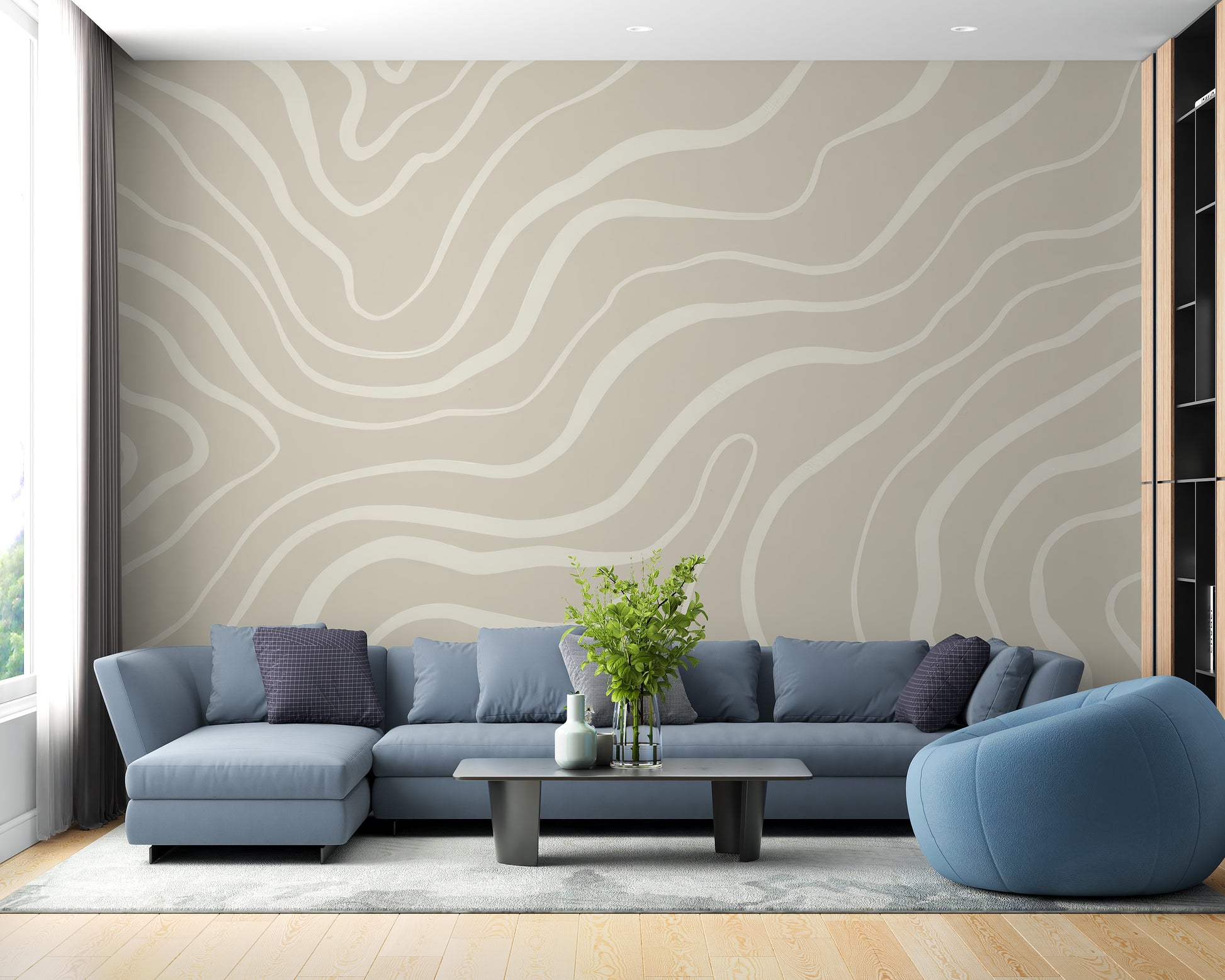 Organic abstract lines wallpaper with geometric design