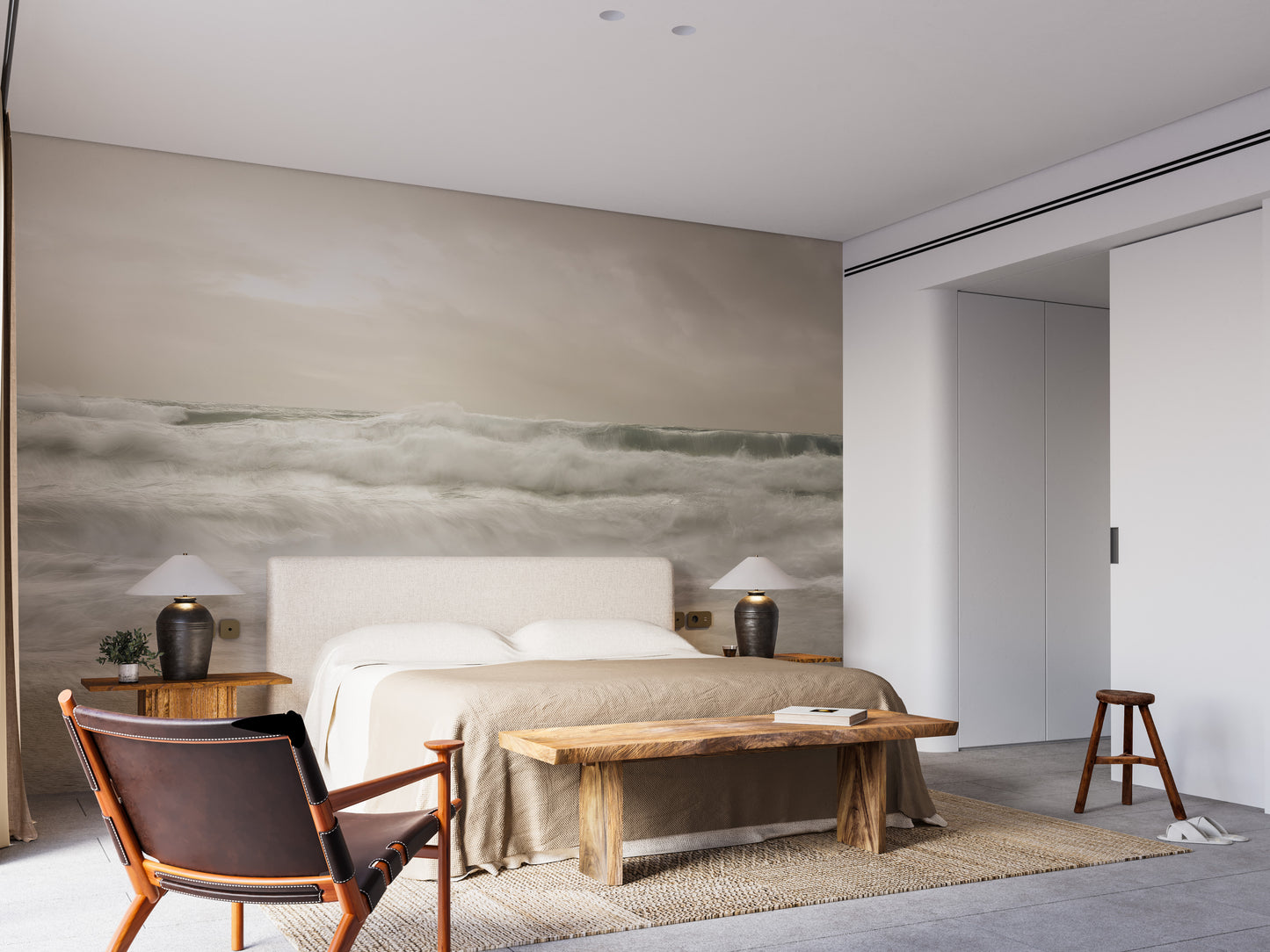 Serene ocean waves mural for tranquil spaces