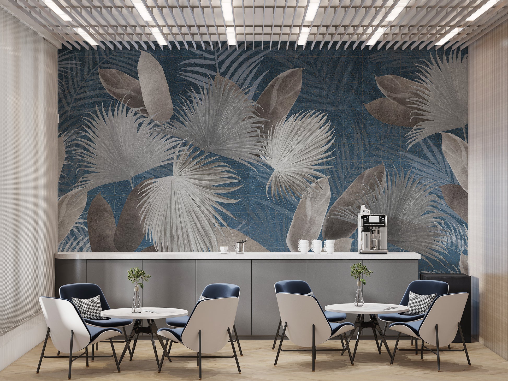 Elegant El Dorado blue wall mural design