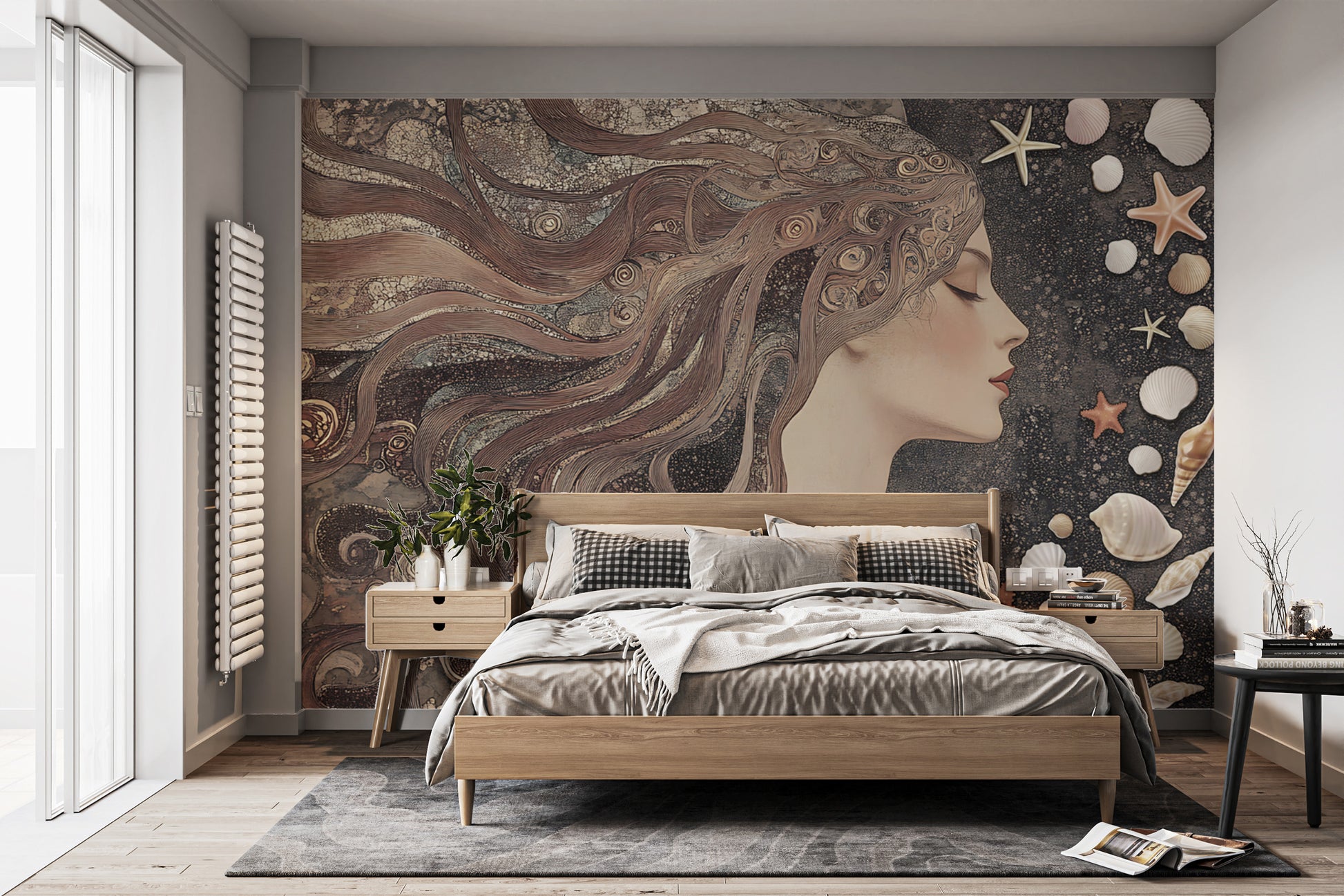 Art Nouveau painting with ethereal sea goddess design
