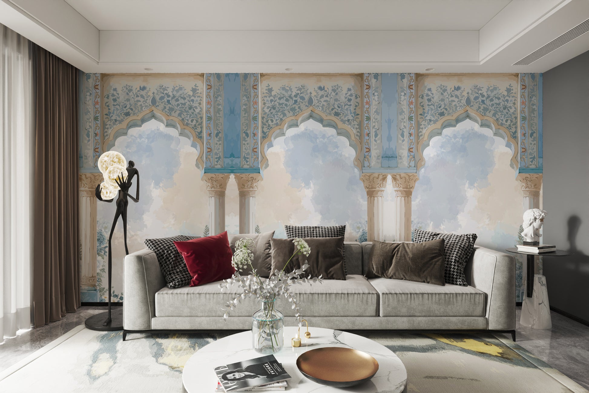 Indian palace arch wallpaper in traditional design
