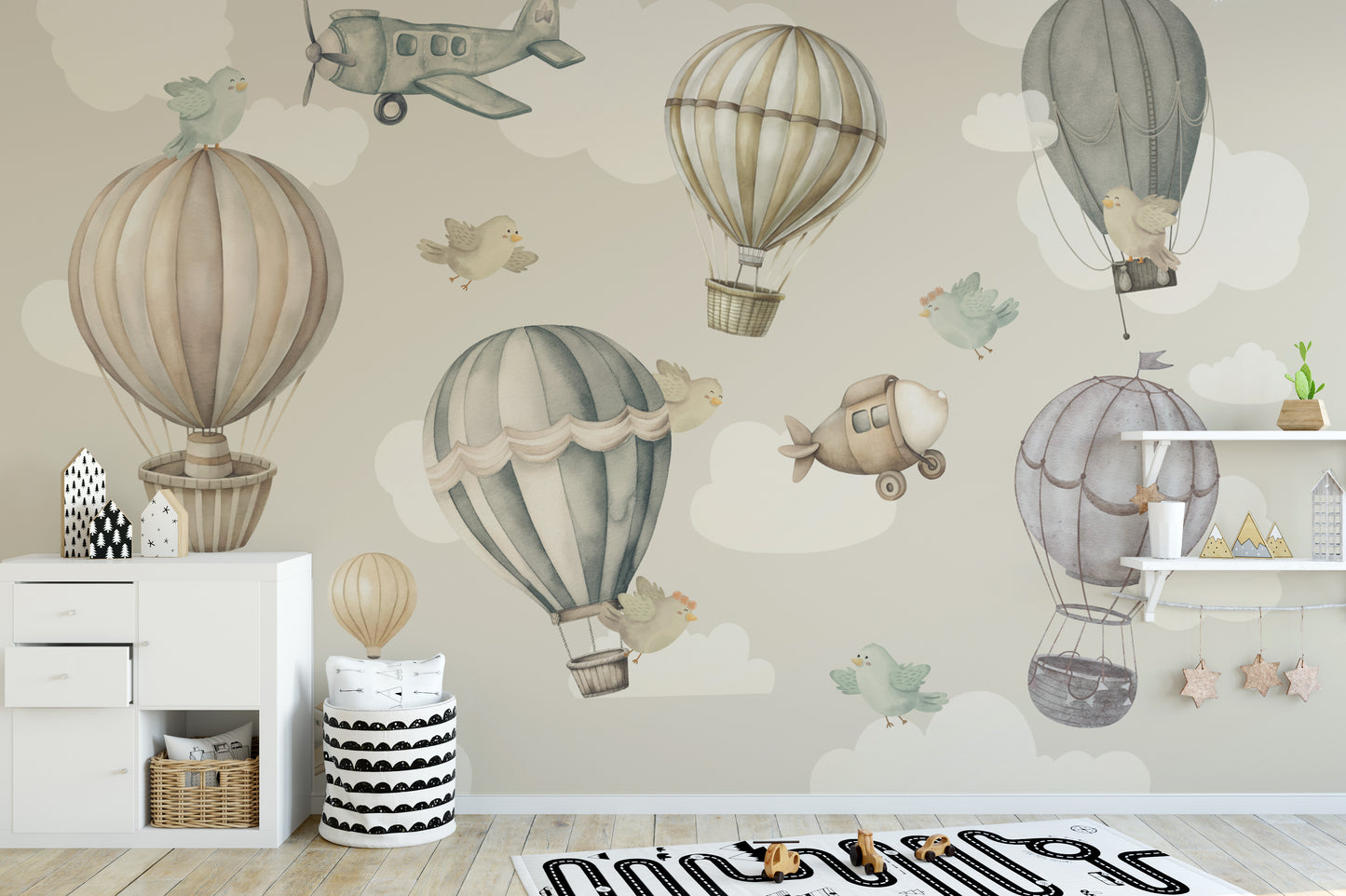 Vintage Hot Air Balloon Nursery Wallpaper