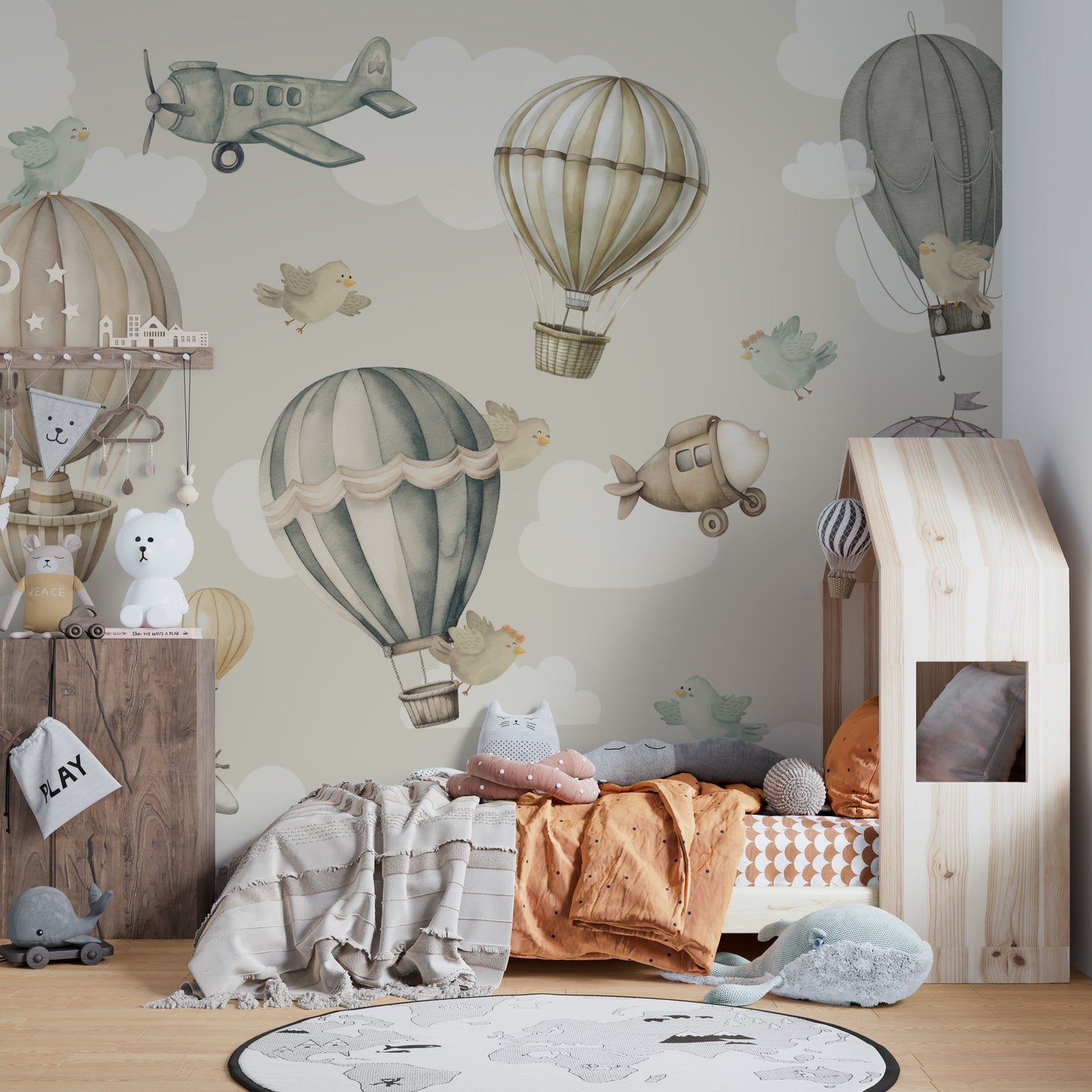 Vintage Hot Air Balloon Nursery Wallpaper