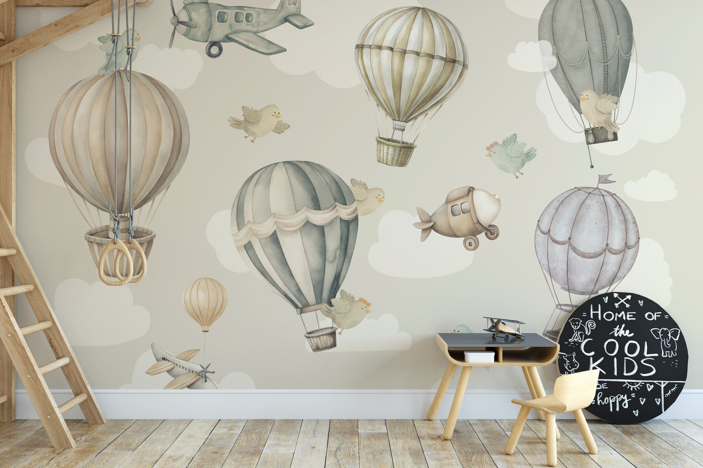 Vintage Hot Air Balloon Nursery Wallpaper