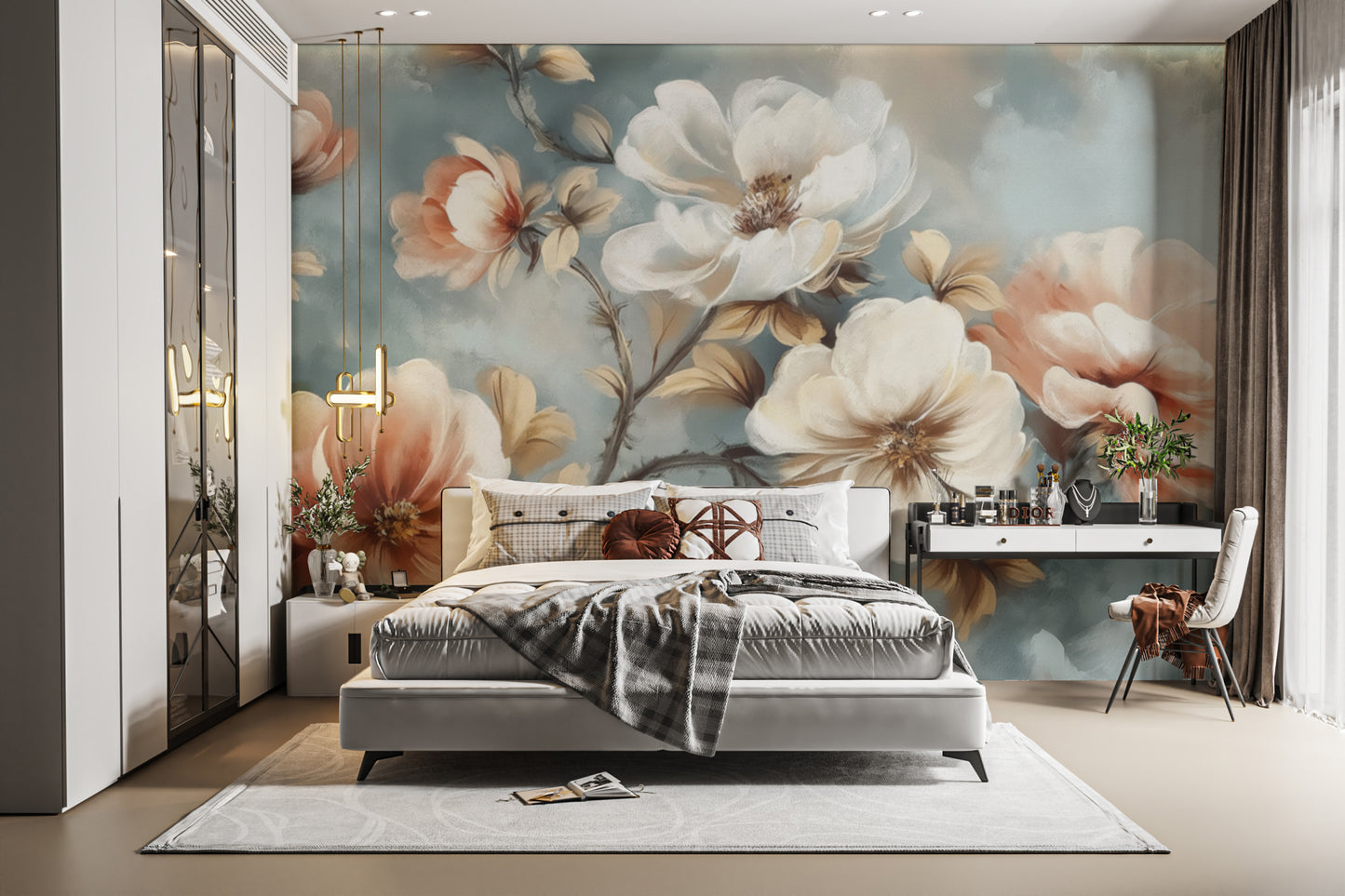 Elegant Watercolor Floral Wallpaper Mural