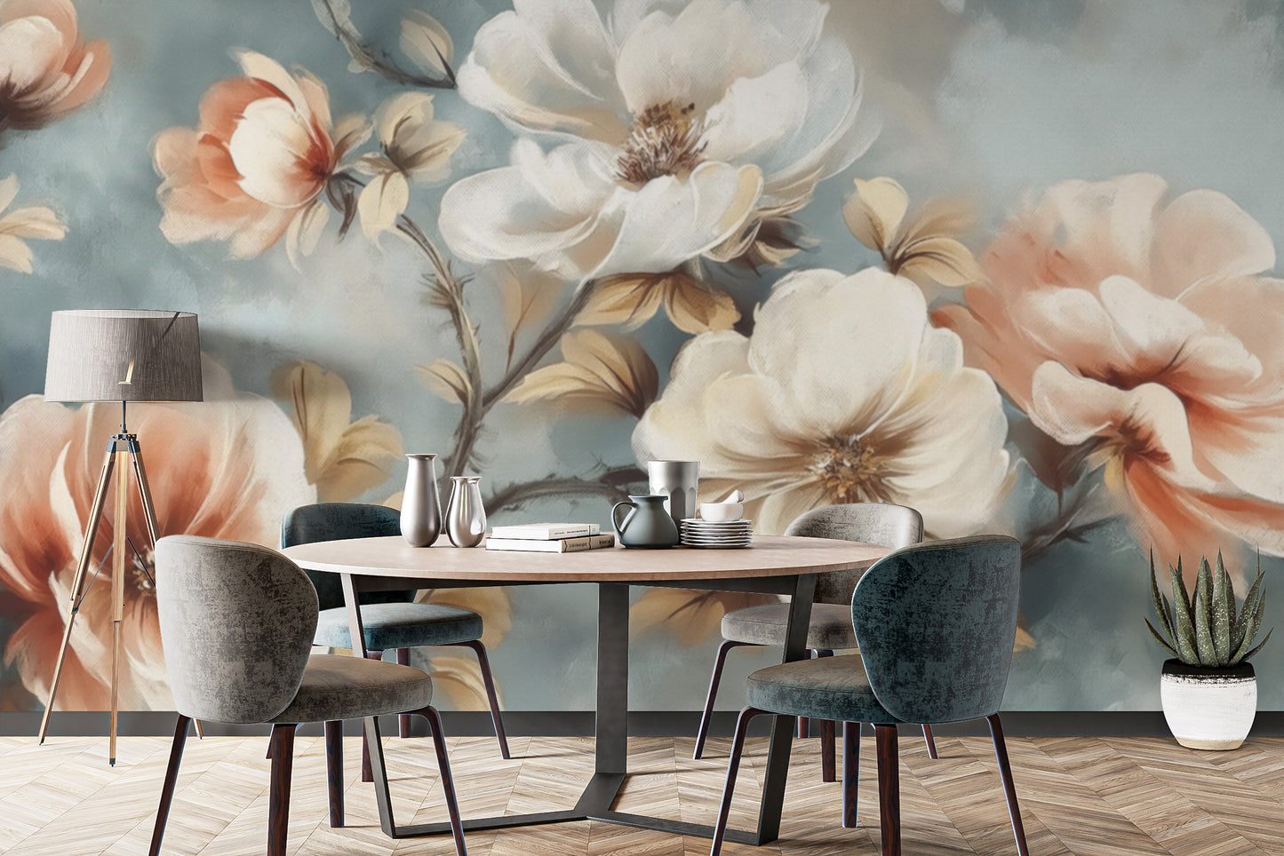 Elegant Watercolor Floral Wallpaper Mural