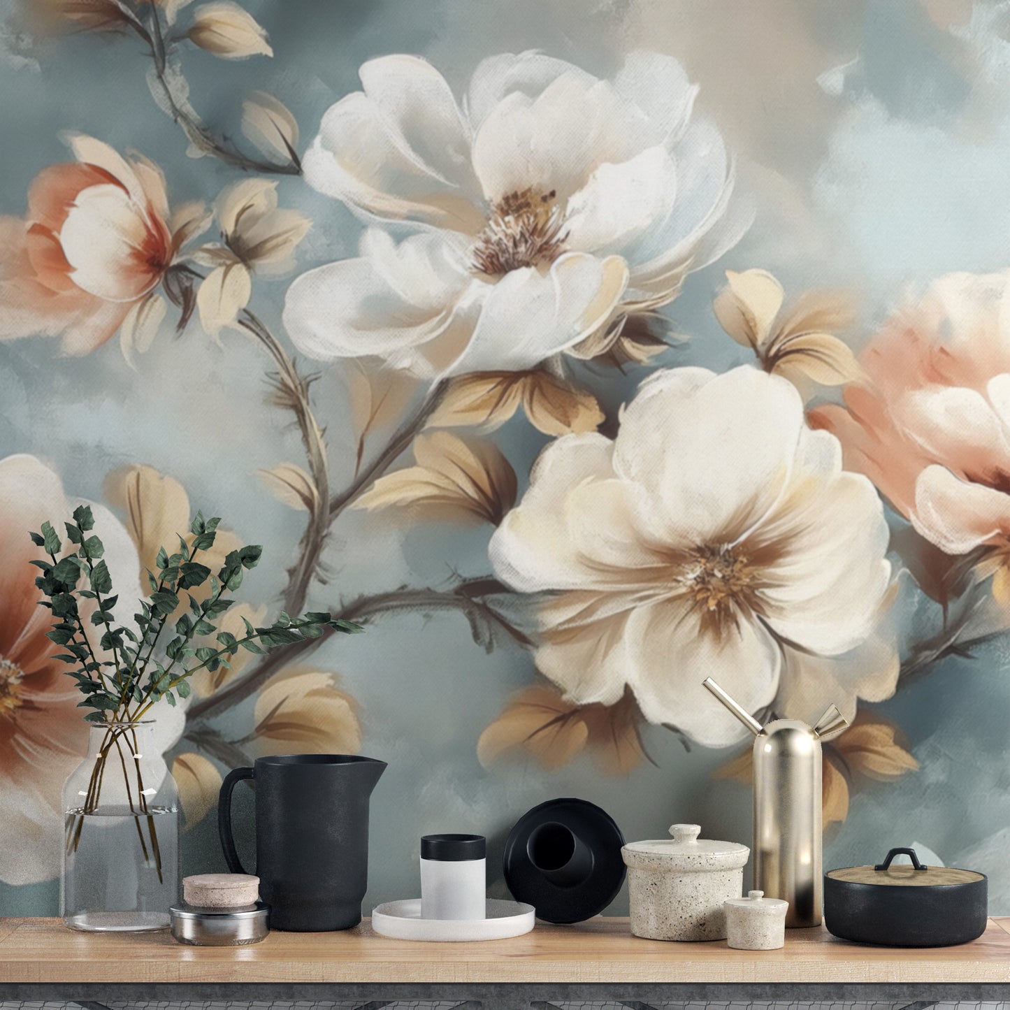 Elegant Watercolor Floral Wallpaper Mural