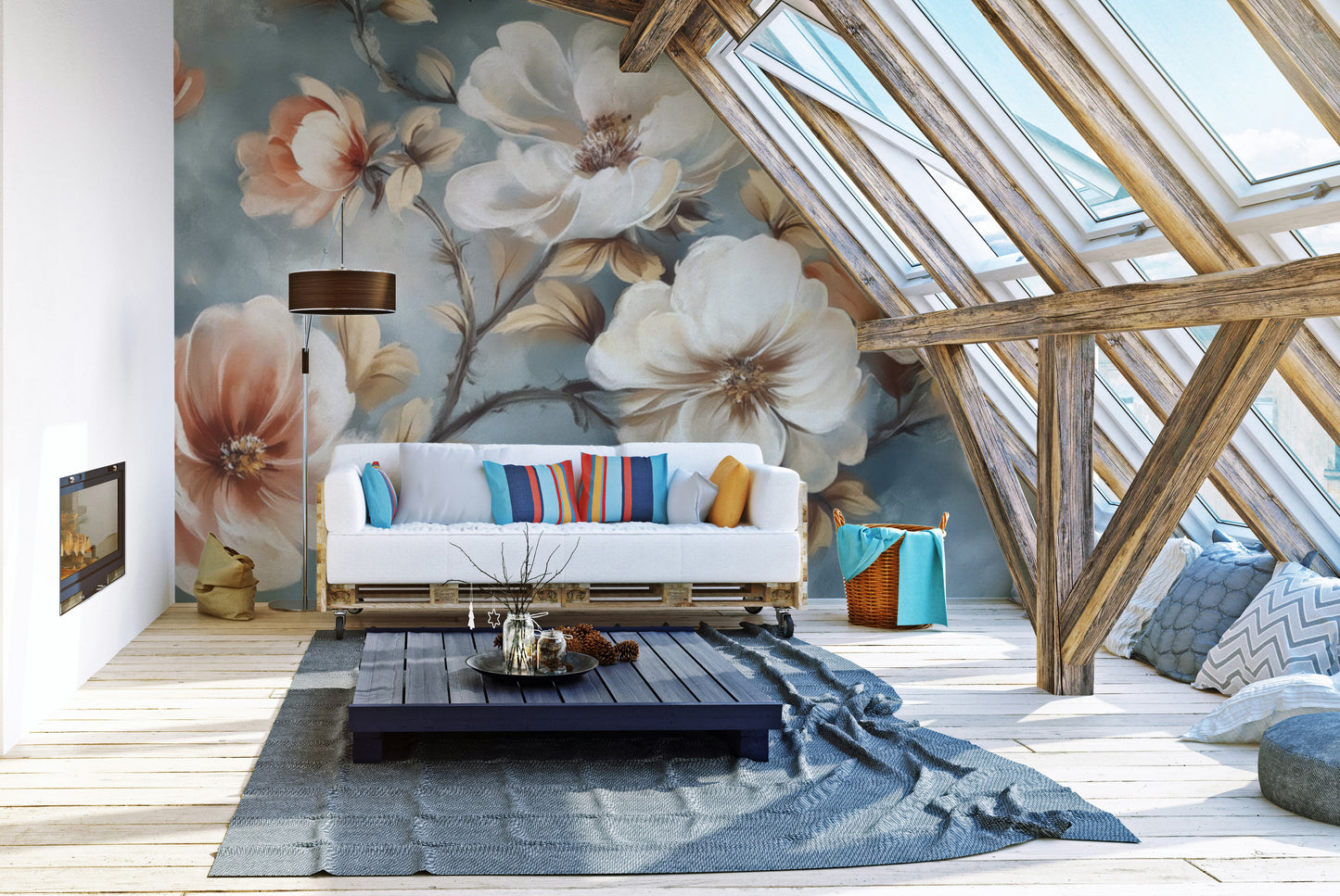 Elegant Watercolor Floral Wallpaper Mural