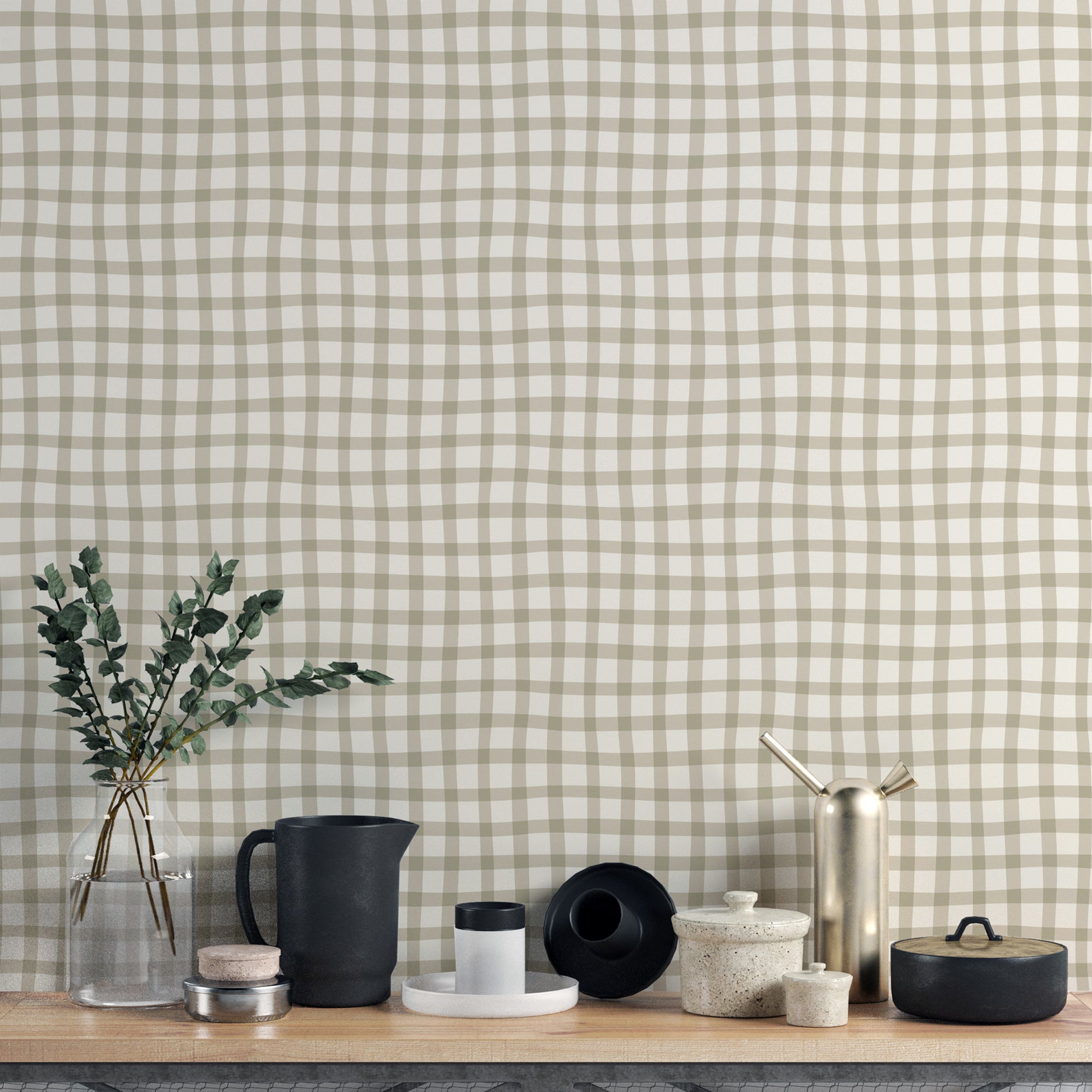 Wavy plaid wallpaper mural with soft flowing patterns
