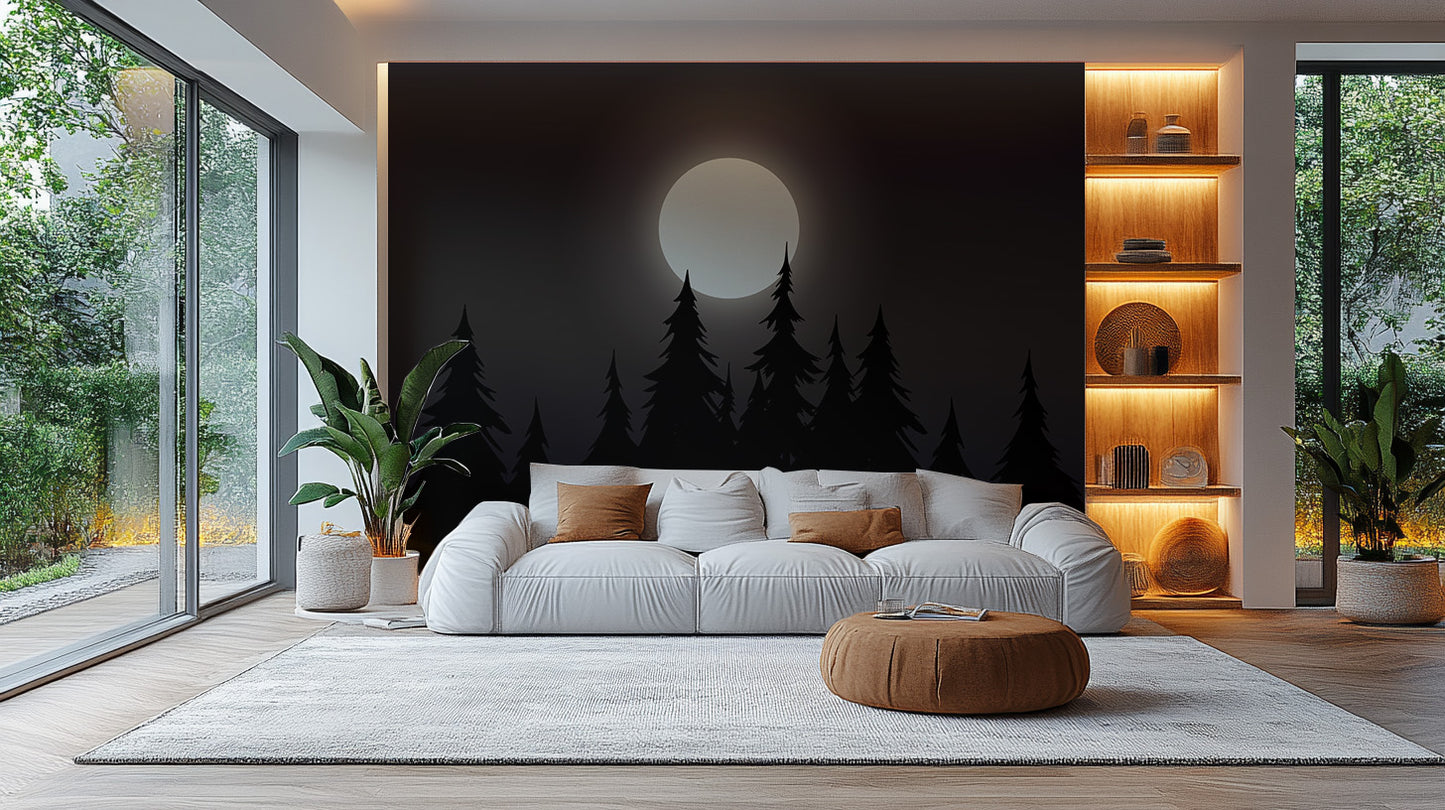 Mystical Moonlit Forest Wallpaper