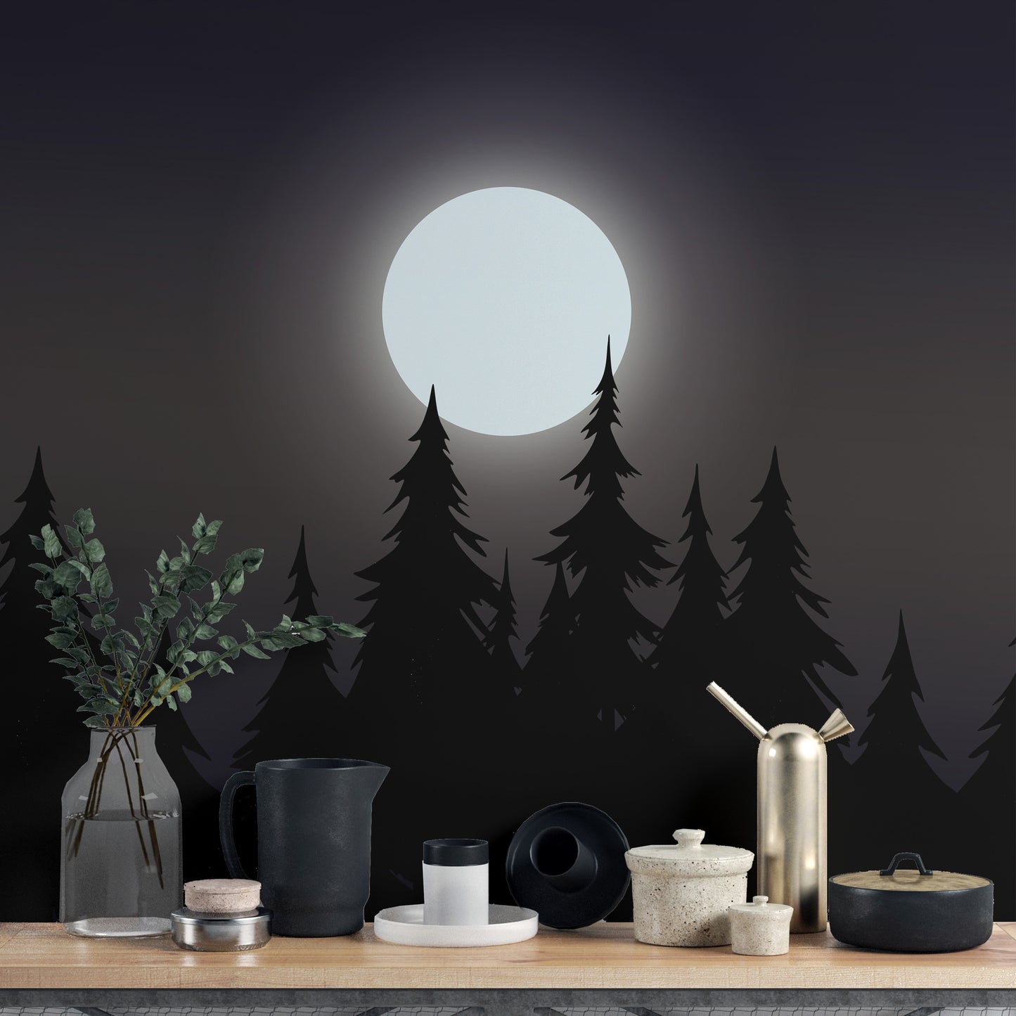 Mystical Moonlit Forest Wallpaper