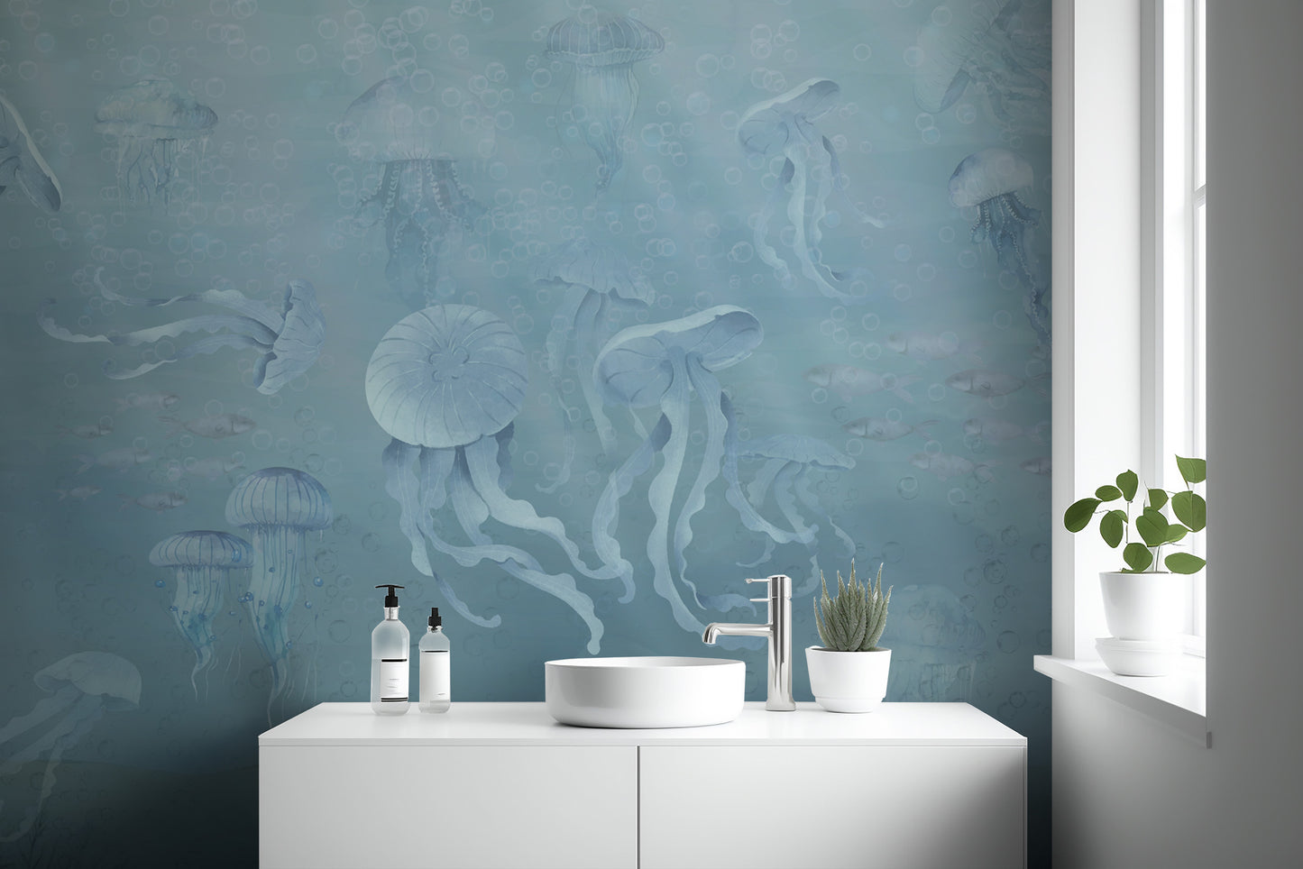 Mystical deep sea wallpaper with marine life details
