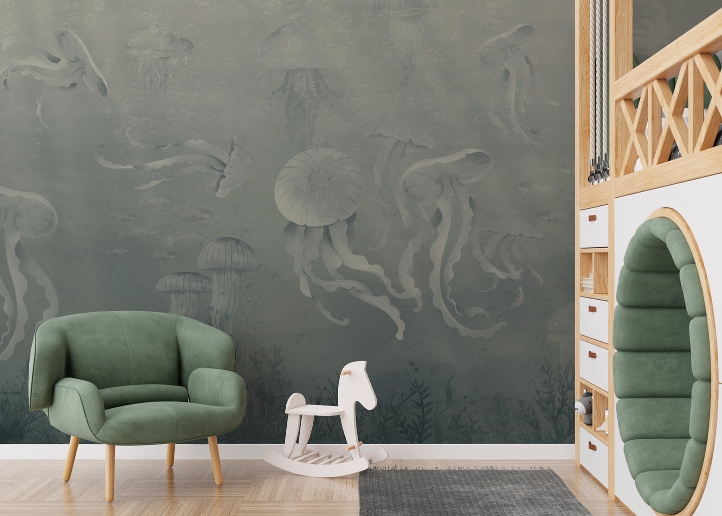 Dark Jellyfish Deep Sea Wallpaper Mural