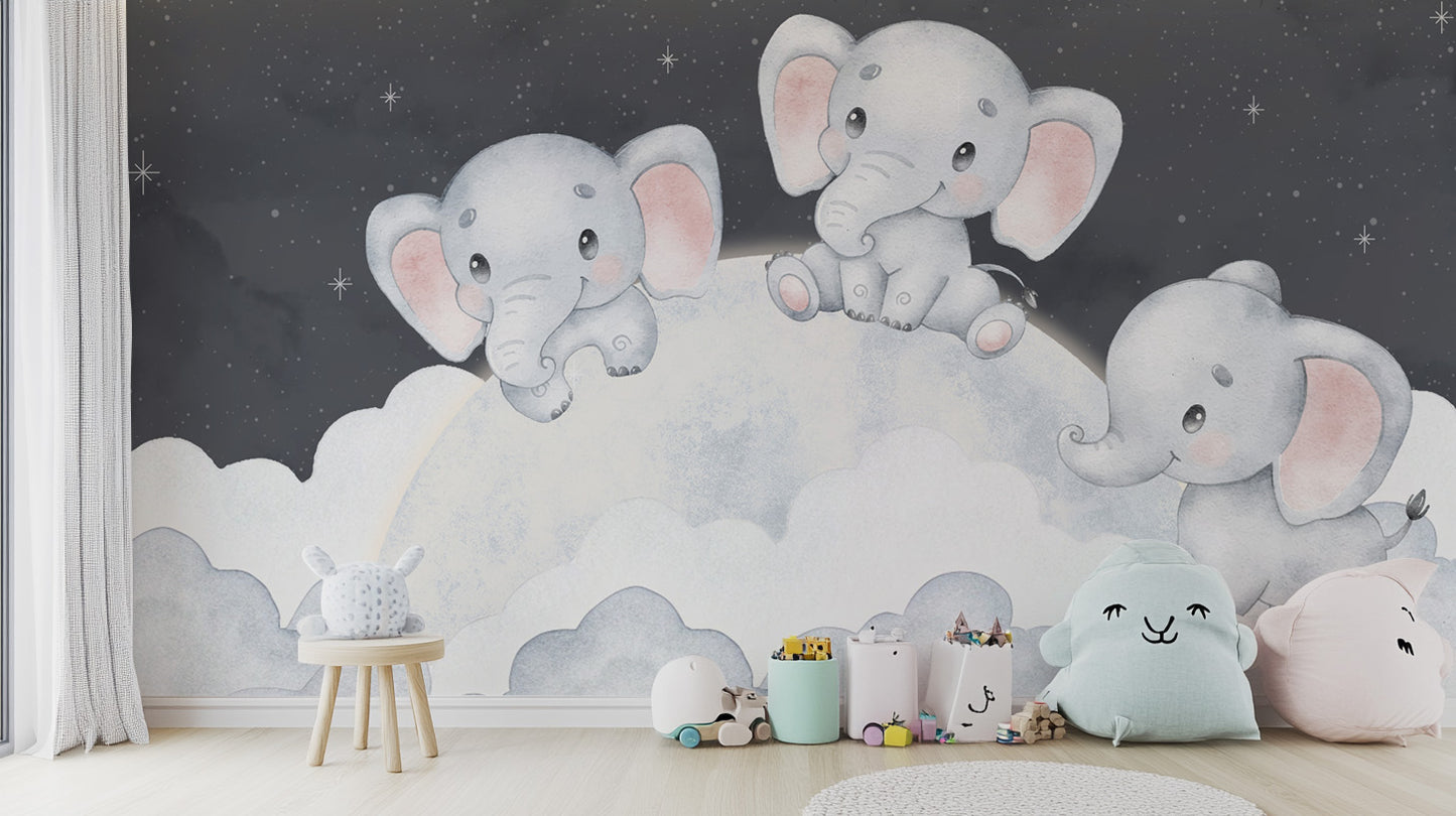 Sleepy Elephant Cloud Mural