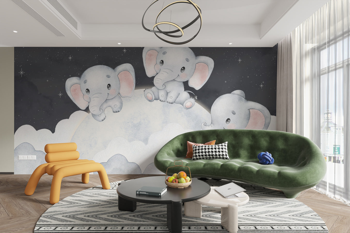 Sleepy Elephant Cloud Mural