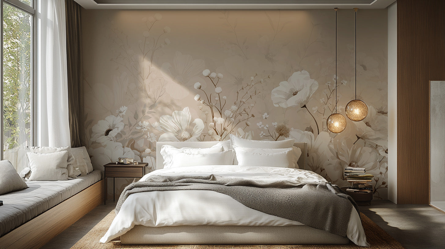 Muted tone flower wallpaper with soft blooms
