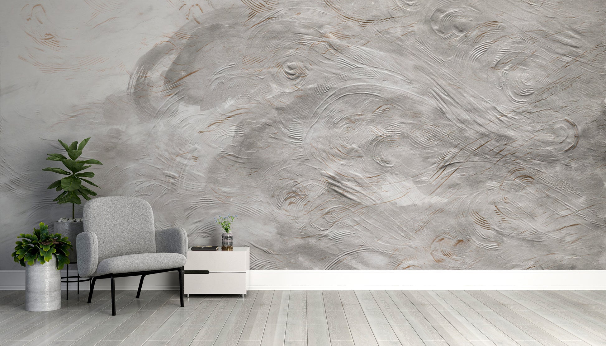 Elegant gray textured swirl wallpaper design
