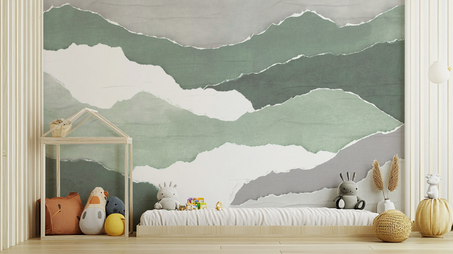 Nature-inspired layered wall mural
