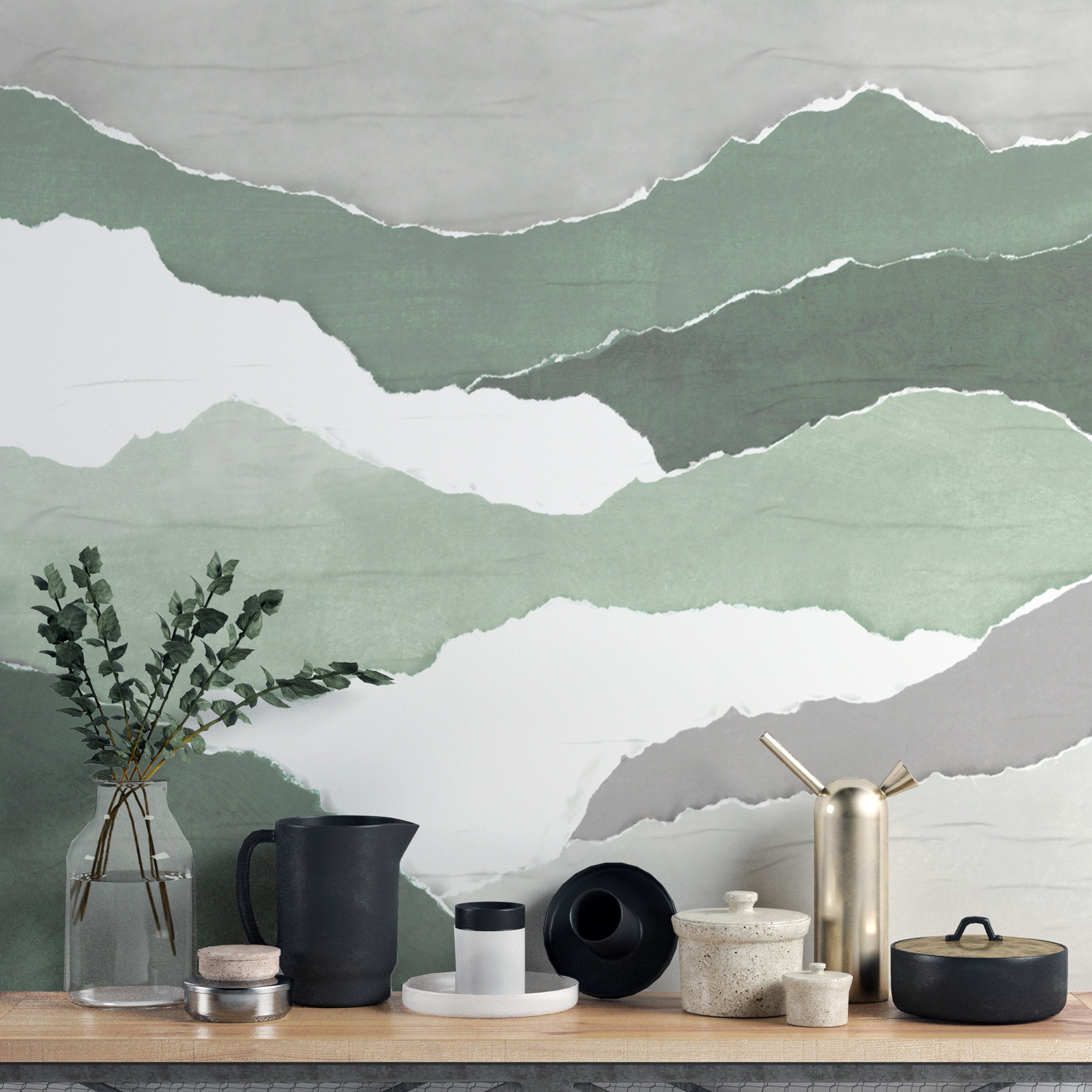 Neutral color abstract wall mural
