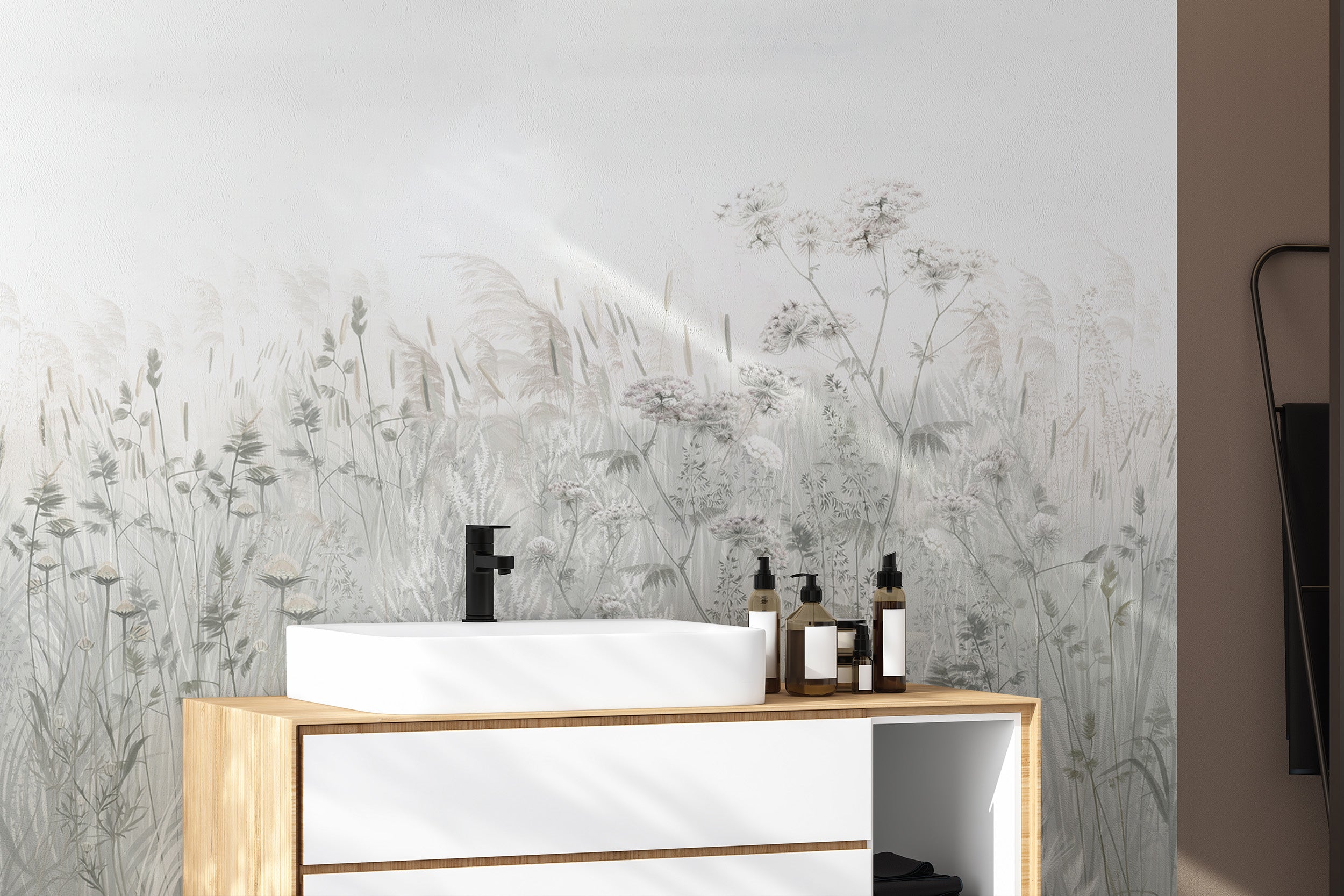 Subtle grassy meadow wallpaper for modern homes
