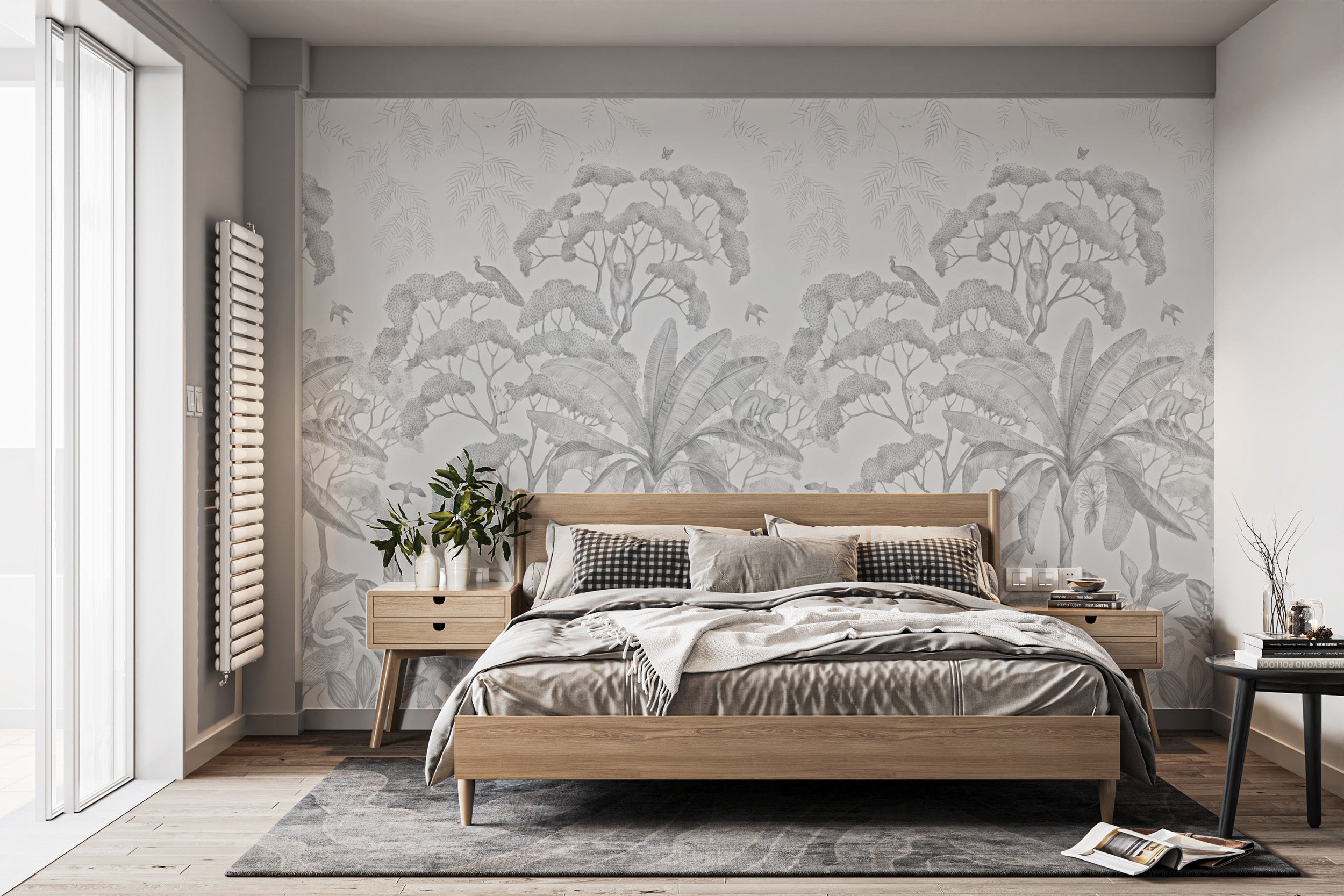 Monochrome tropical wall covering
