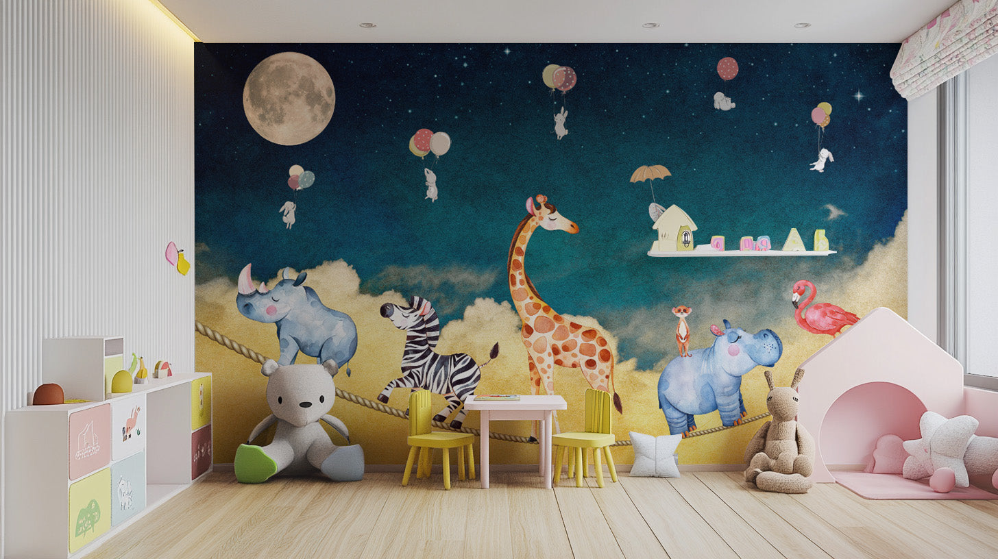 Jungle animal friends kids' wall mural
