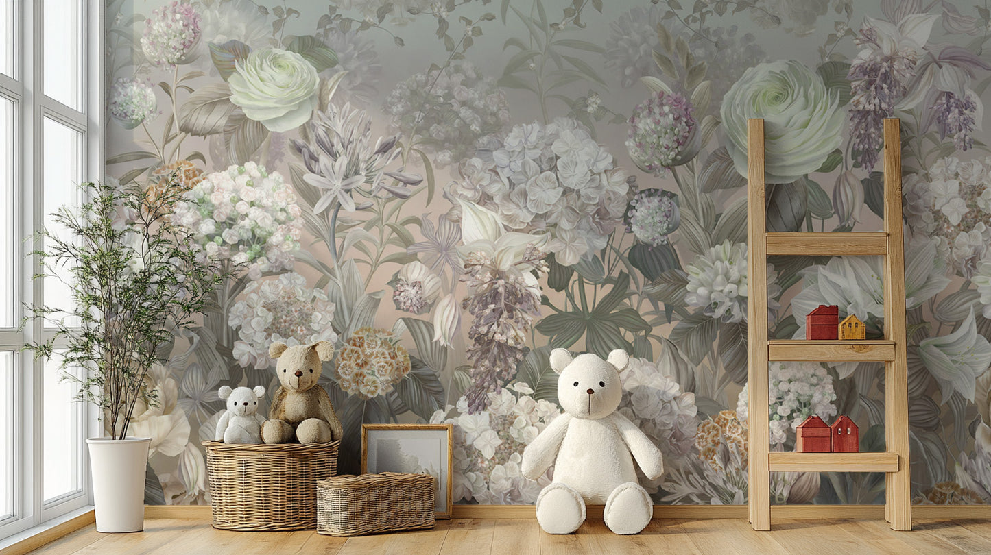 Nature-inspired floral wallpaper pattern
