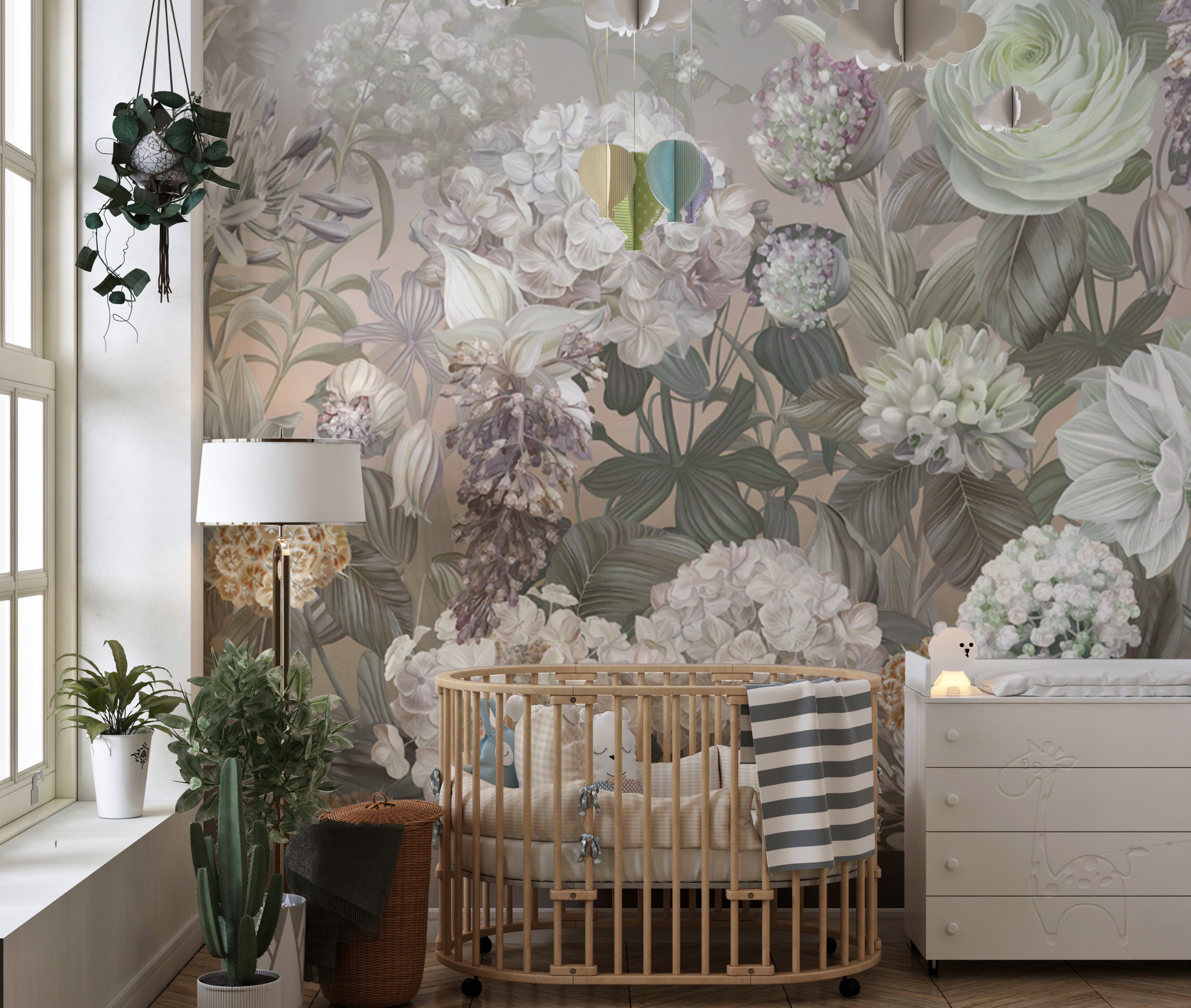 Romantic flower wallpaper in pastels
