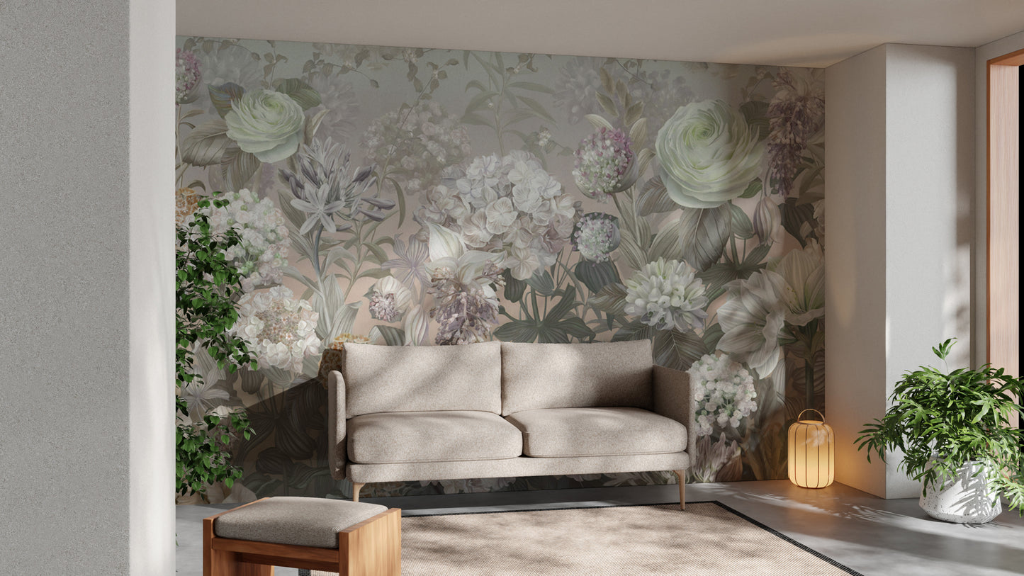 Delicate bloom wallpaper for living rooms
