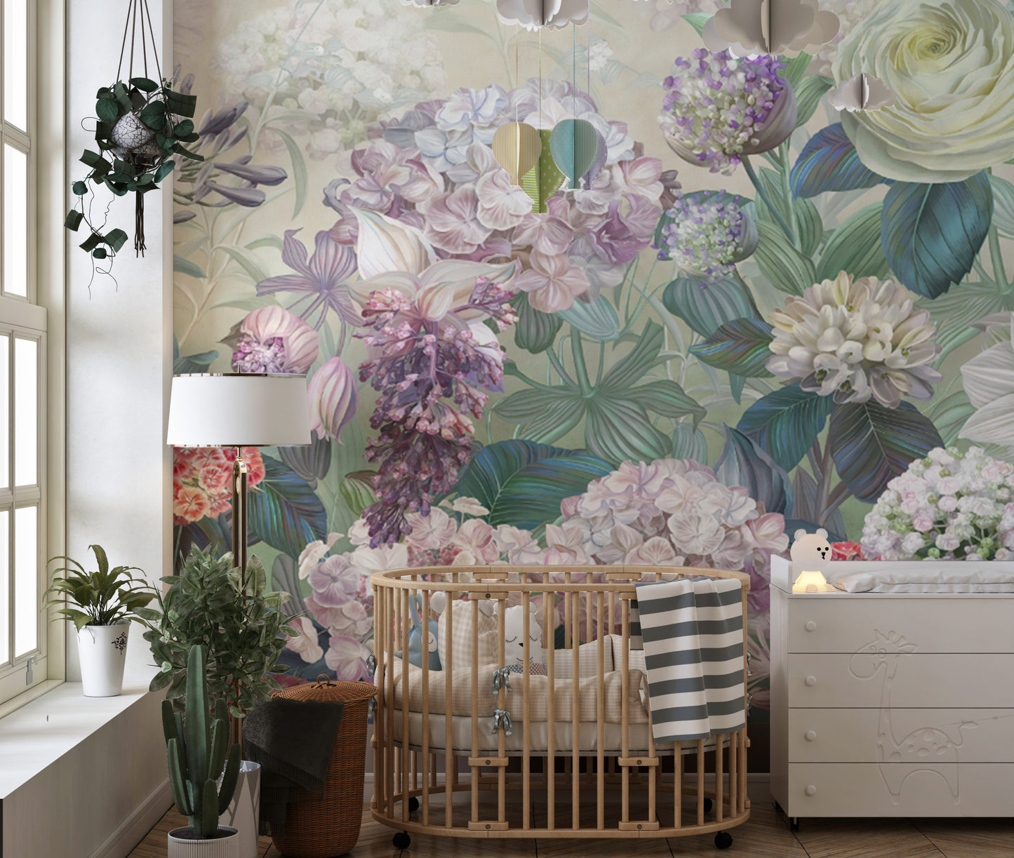 Bold botanical wallpaper mural
