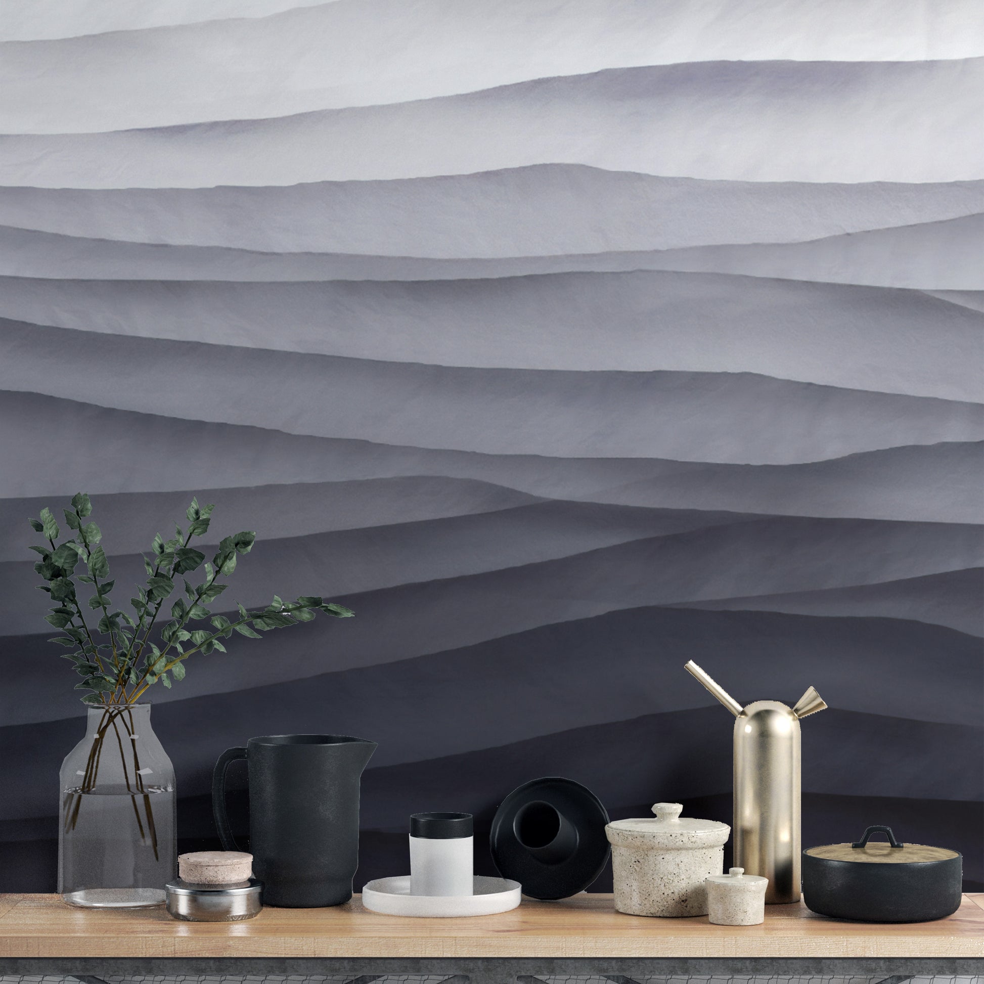 Monochrome abstract wallpaper mural design
