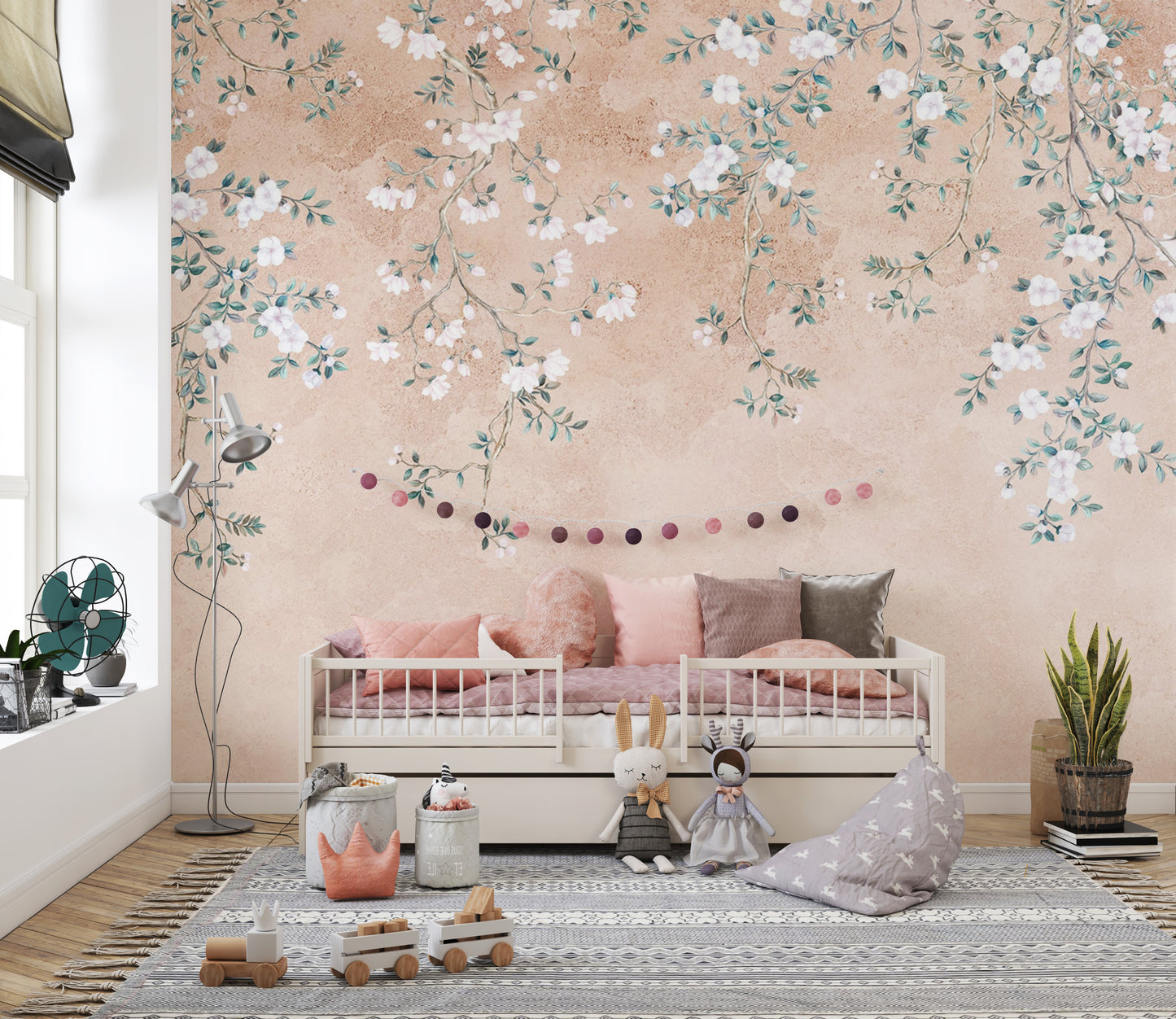 Nature-inspired floral wallpaper design
