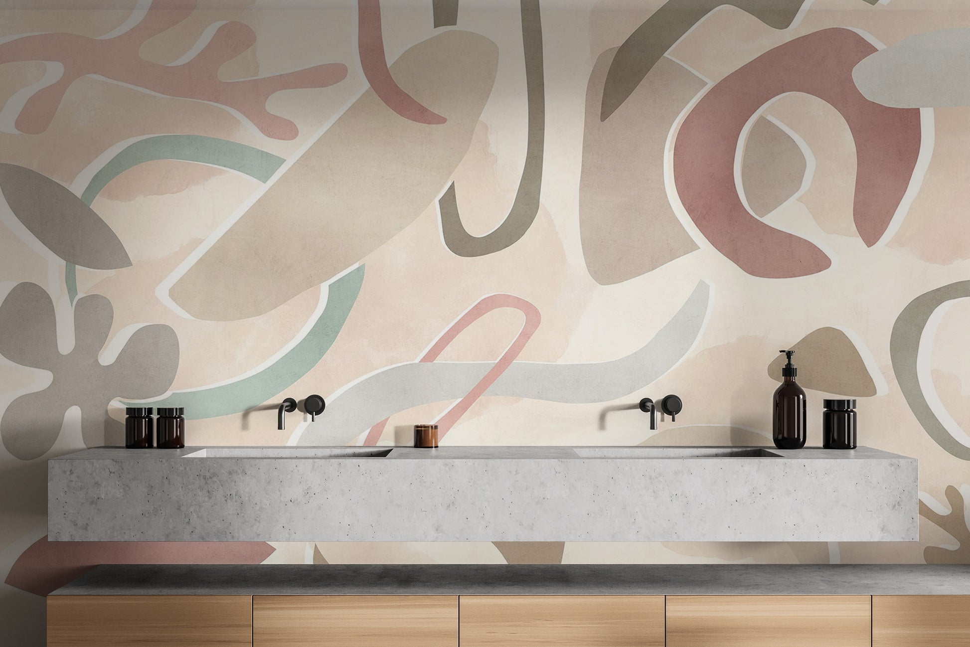 Hand-painted pastel abstract wallpaper design
