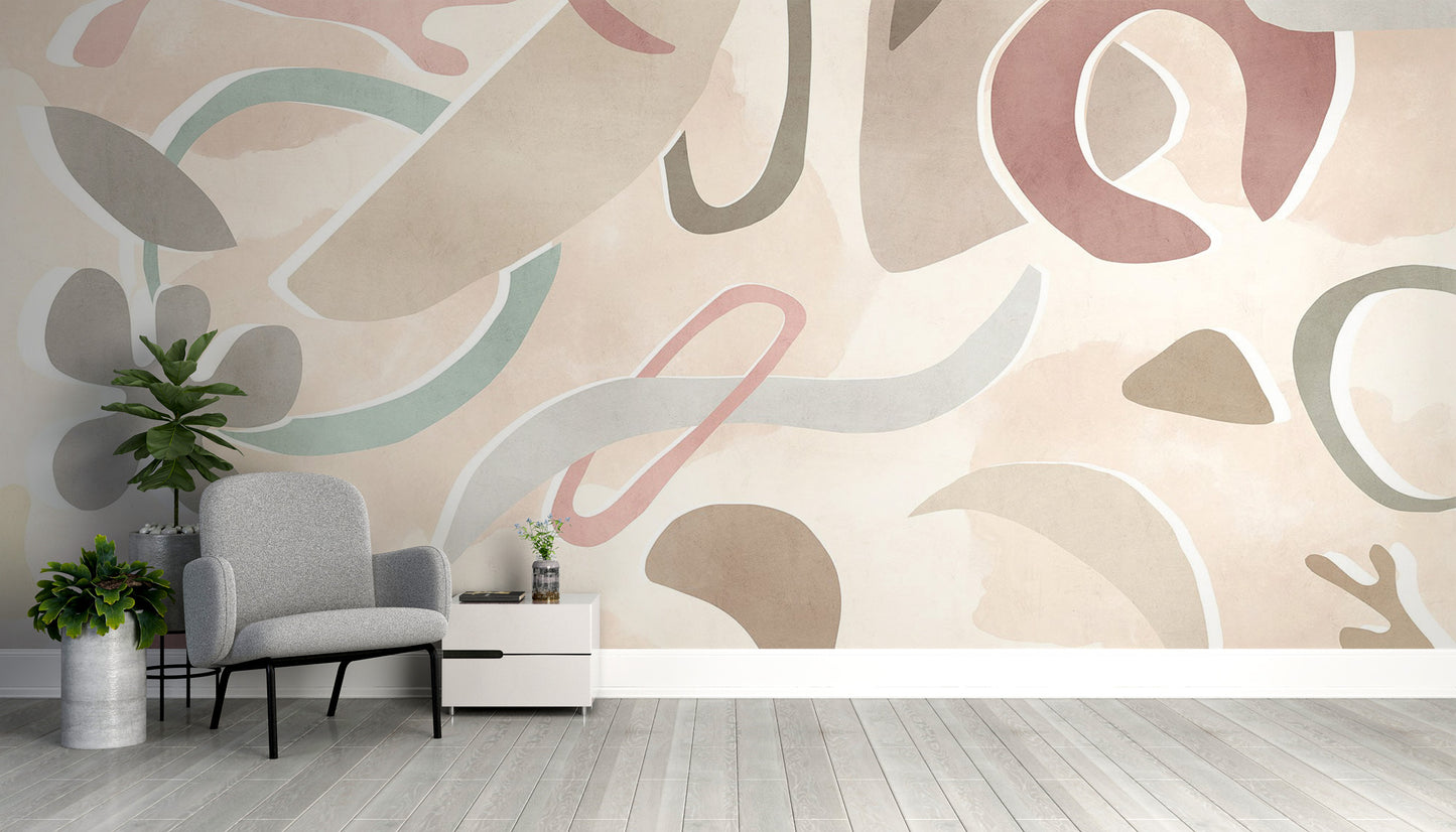 Modern pastel abstract wallpaper mural
