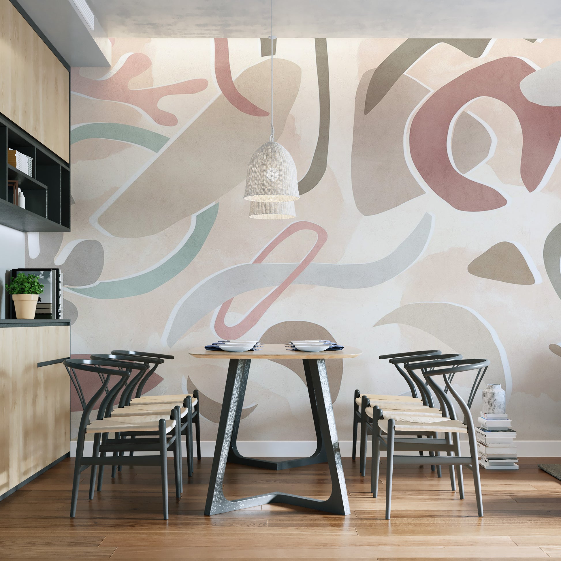 Soft geometric shape wallpaper design
