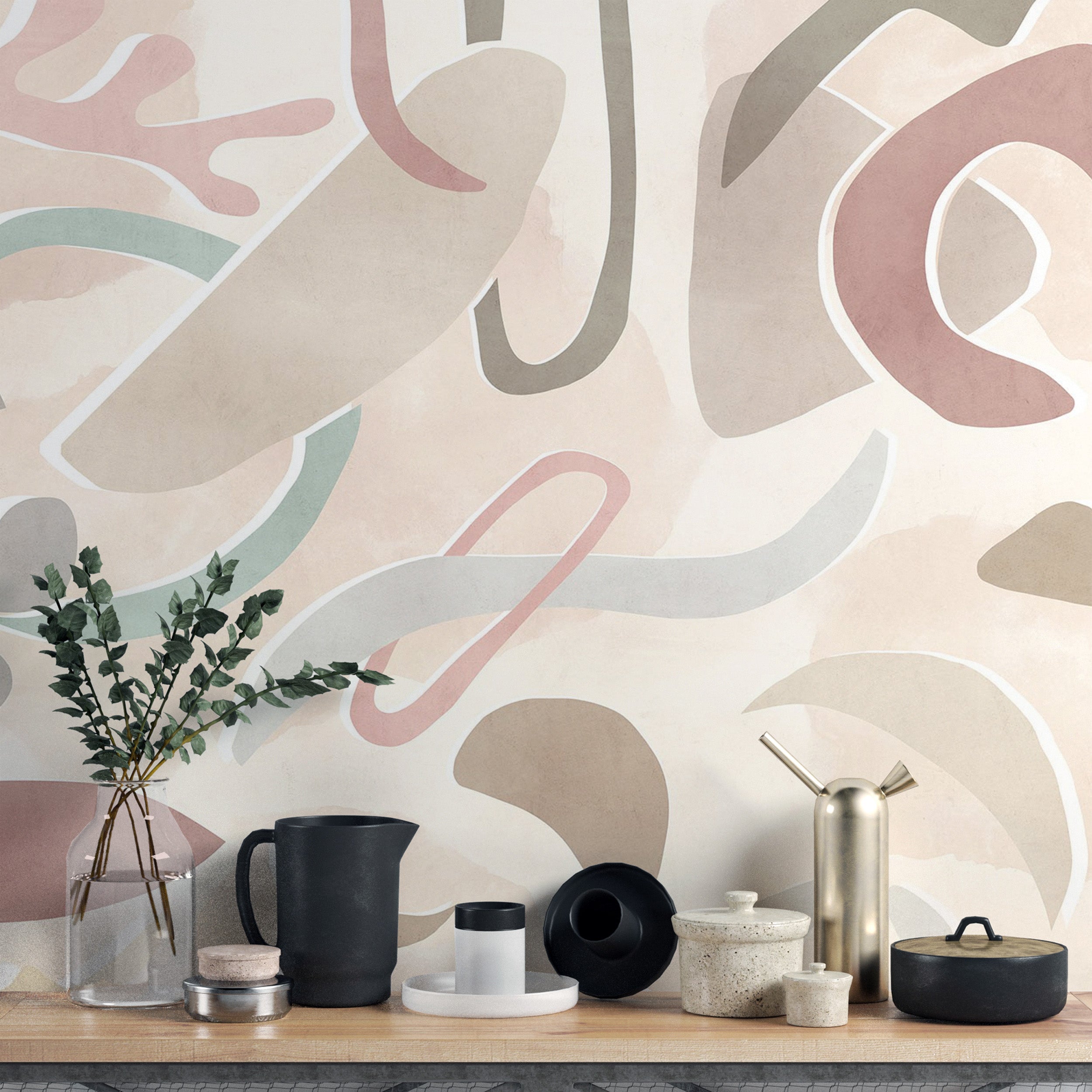 Minimalist abstract geometric wall covering
